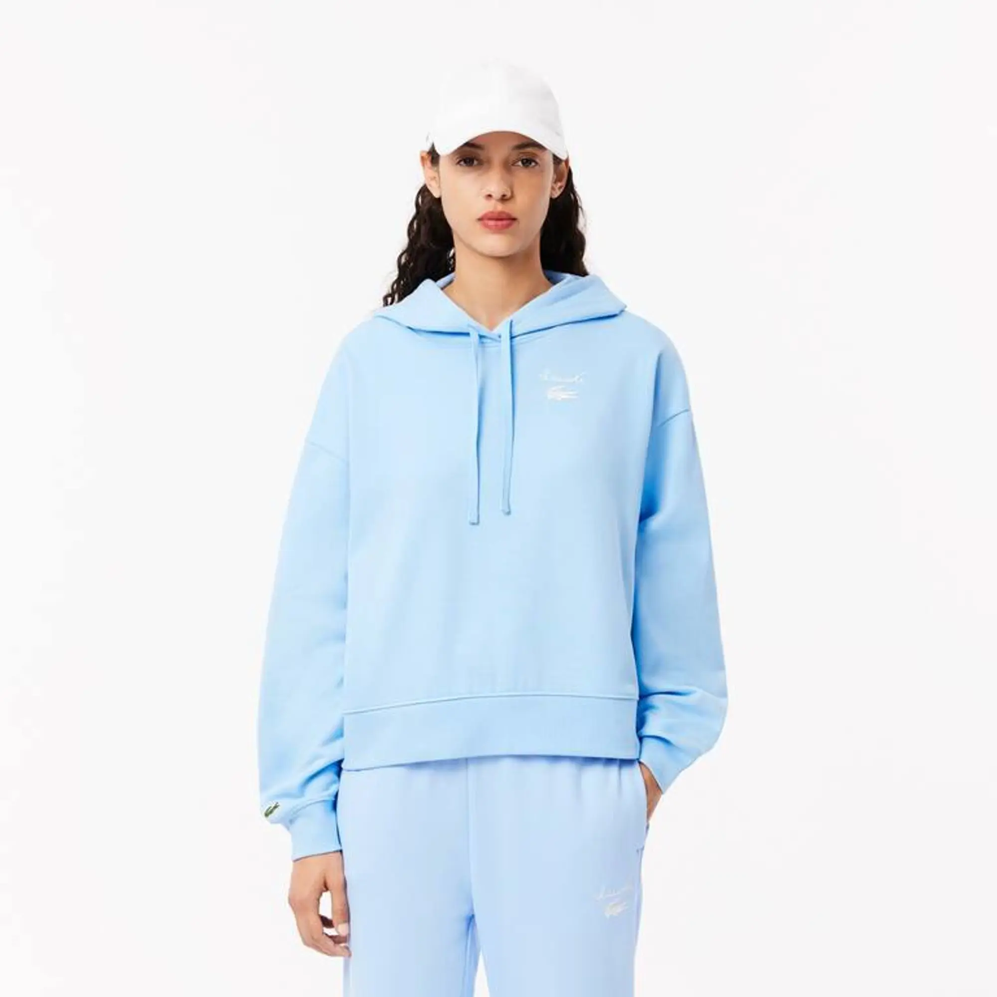 Lacoste Fleece Logo Hoodie - Pale Blue