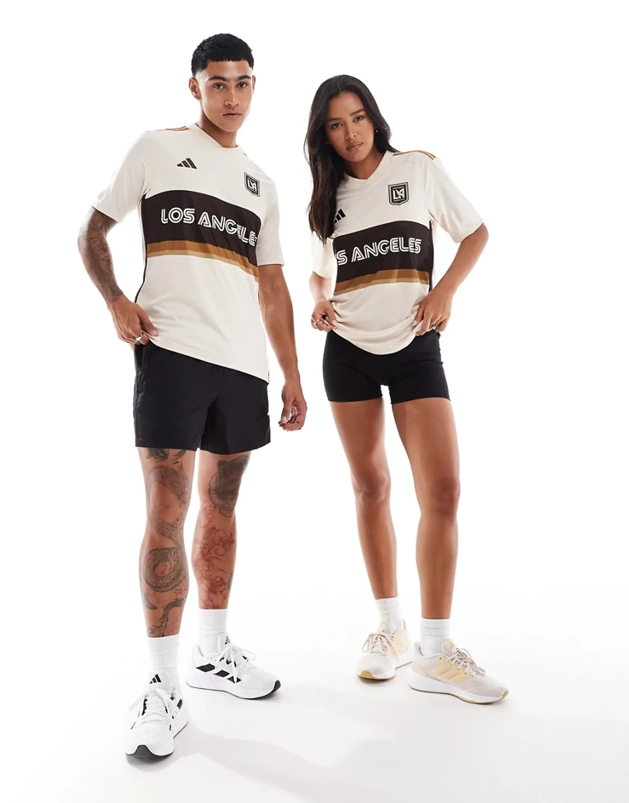 Adidas Football Los Angeles Third Shirt In Linen Beige-White