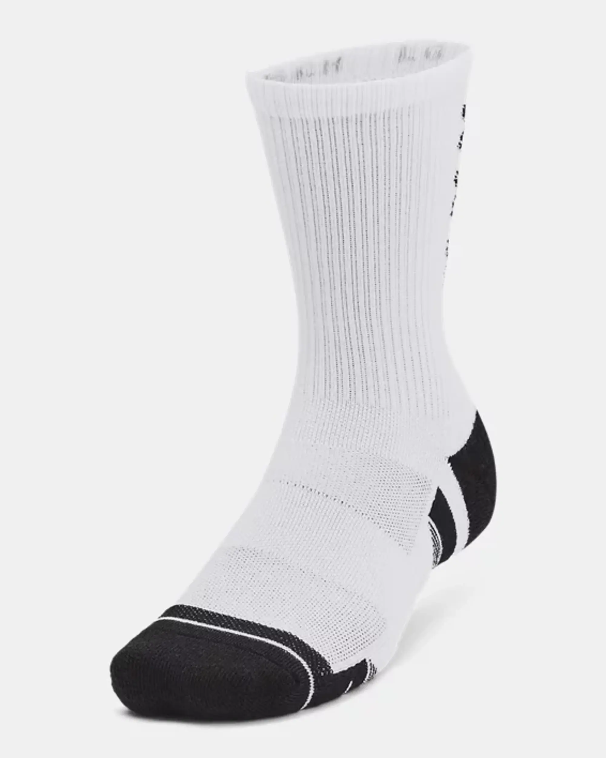 Unisex  Under Armour  Performance Tech 3-Pack Crew Socks White / White / Black L