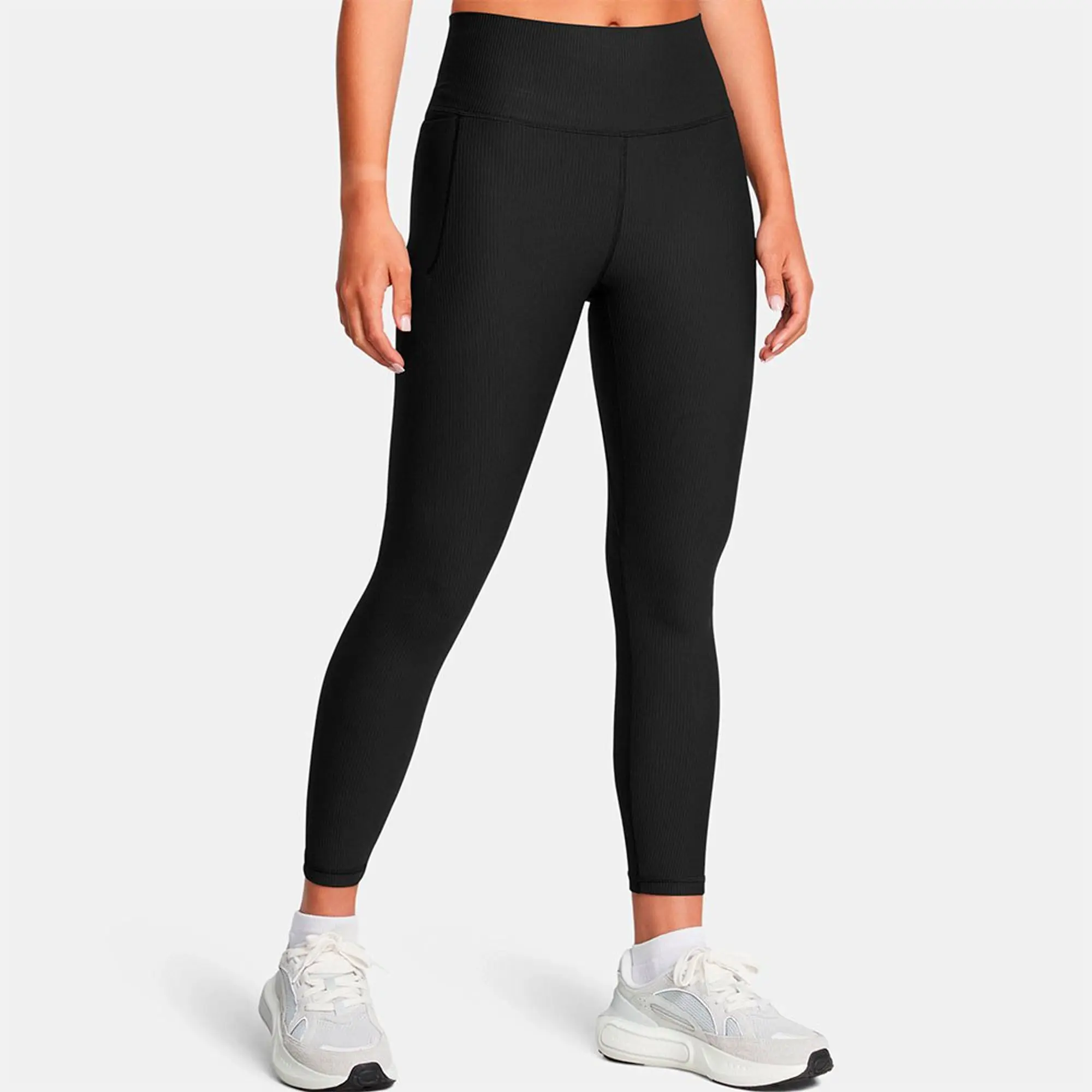 Women's  Under Armour  Meridian Rib Ankle Leggings Black / Black XS