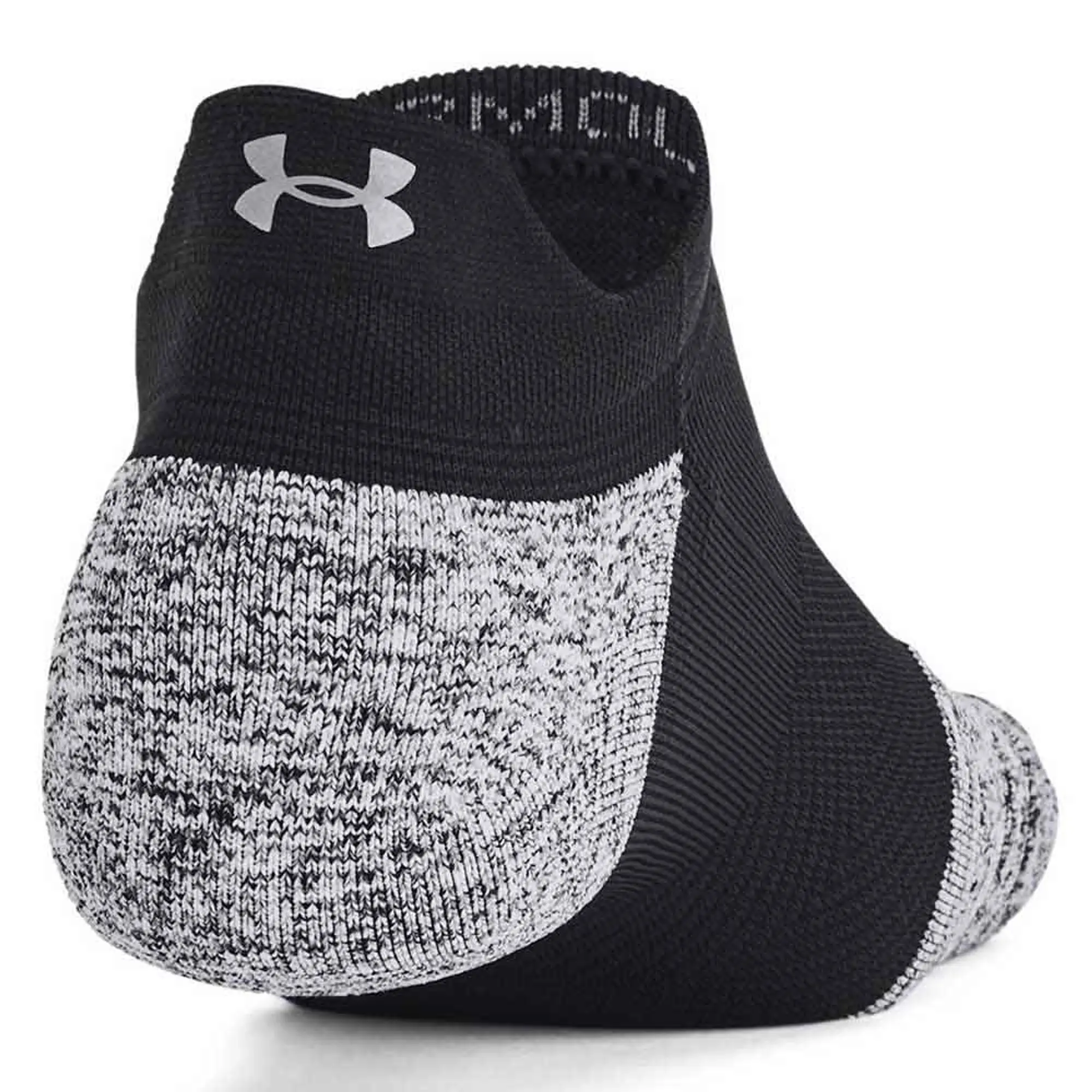 Unisex  Under Armour  ArmourDry® Run Cushion 3-Pack No Show Socks Black / Pitch Gray / Reflective XL