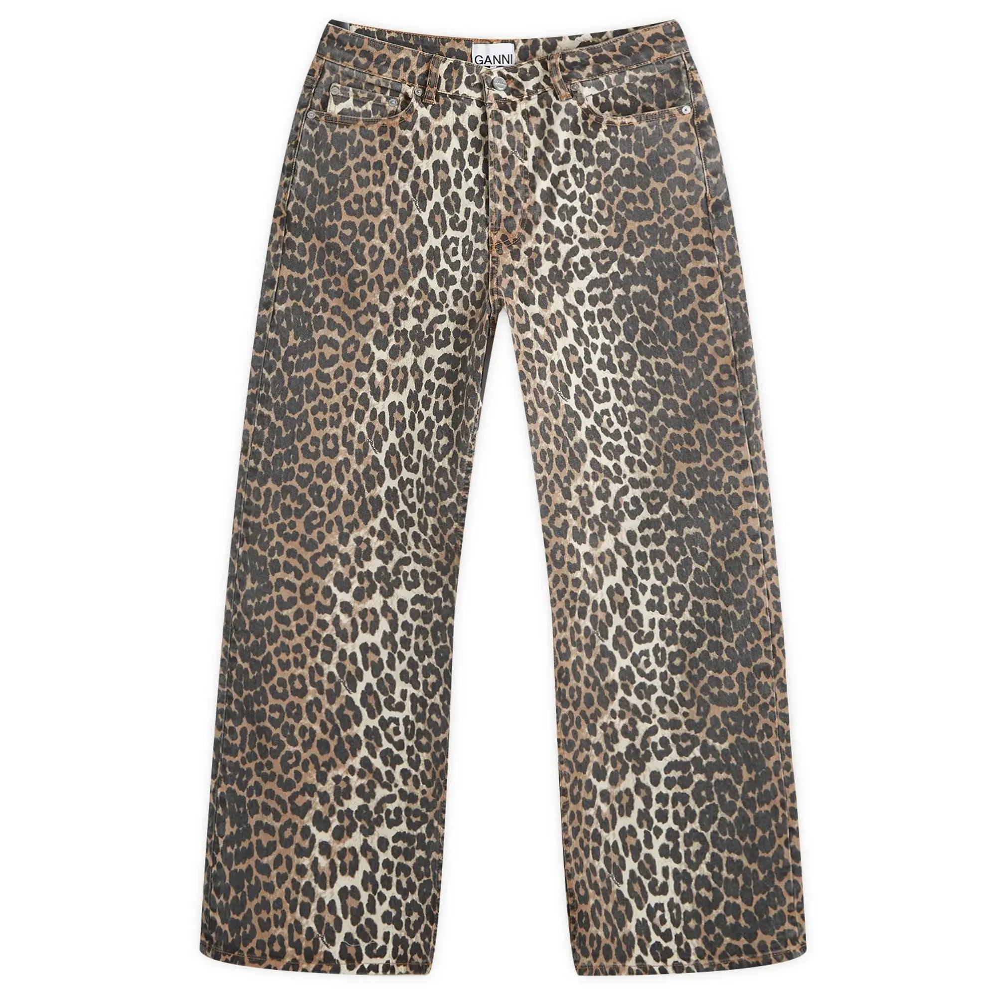 GANNI Women's Print Denim Izey Leopard