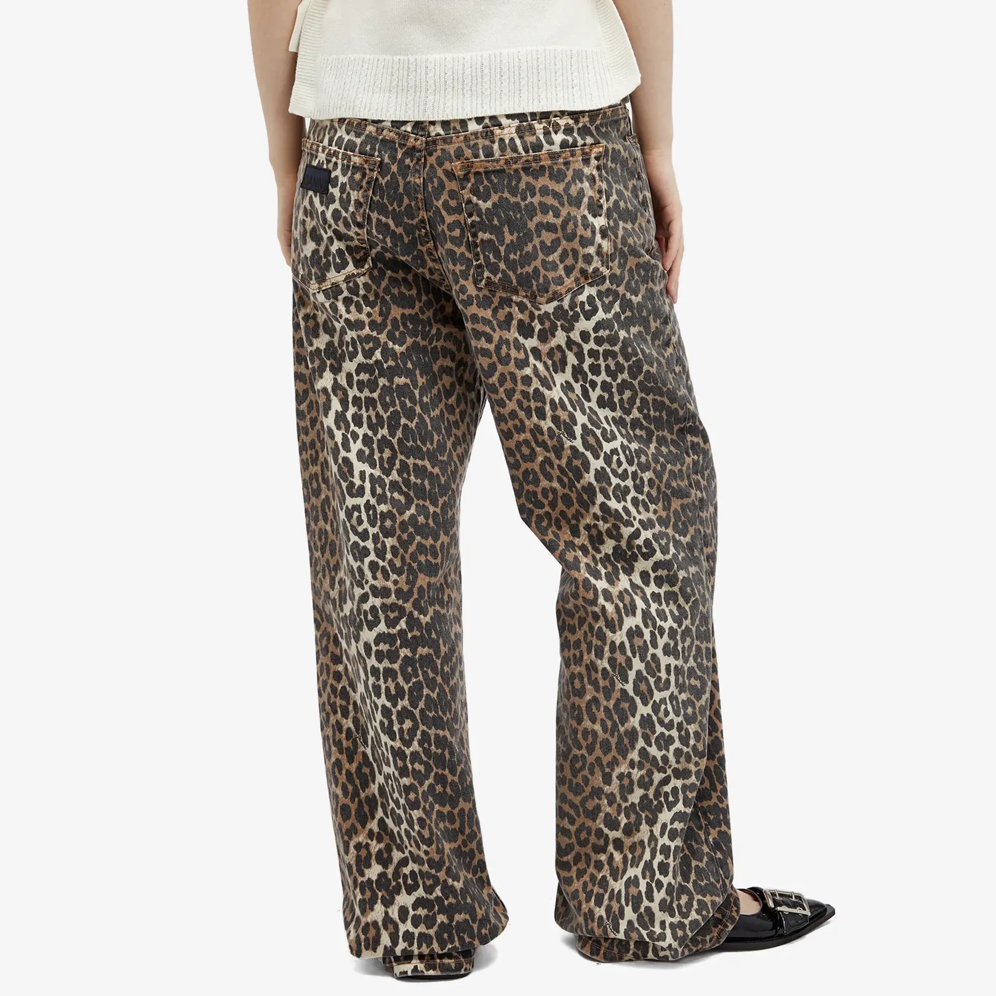 GANNI Women's Print Denim Izey Leopard