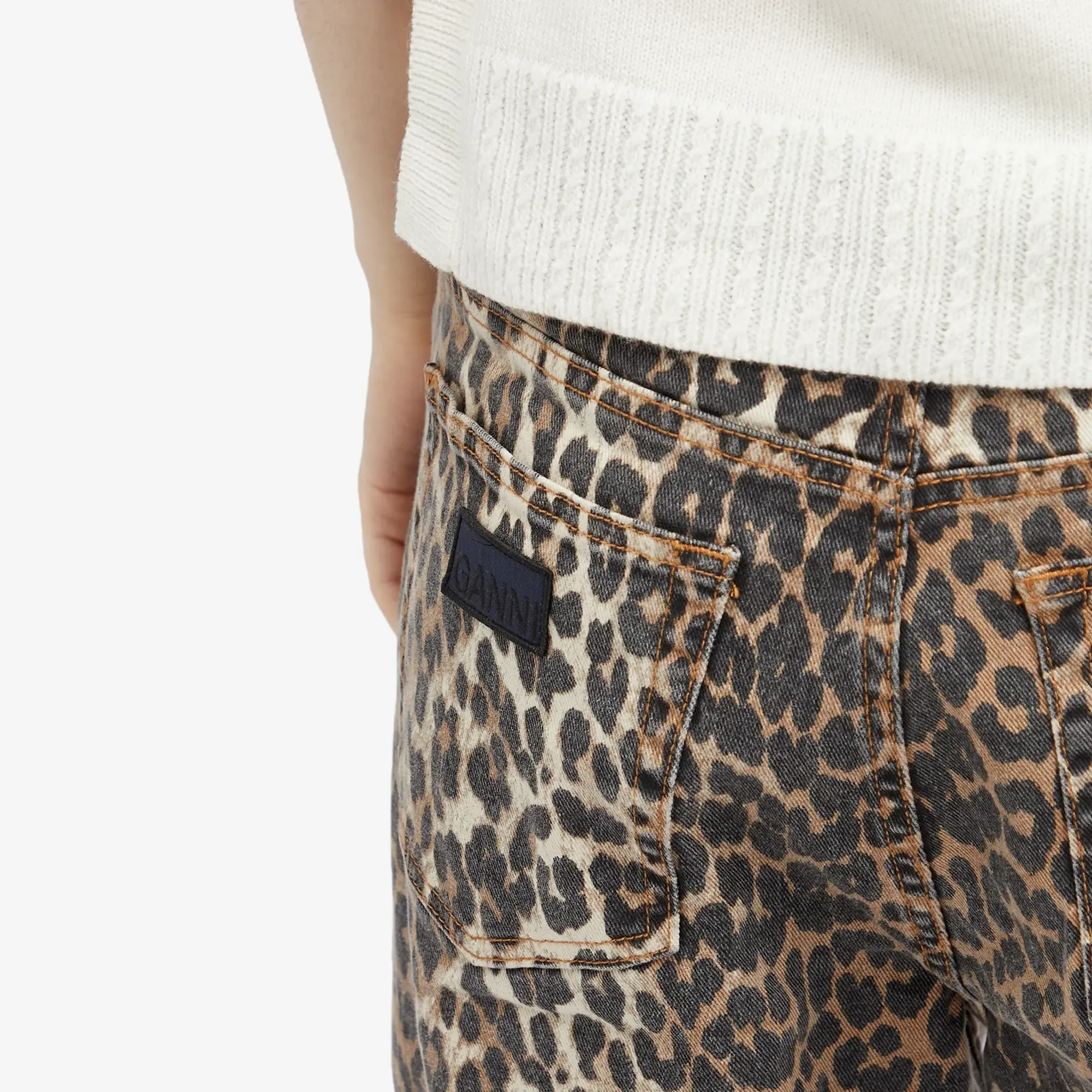 GANNI Women's Print Denim Izey Leopard