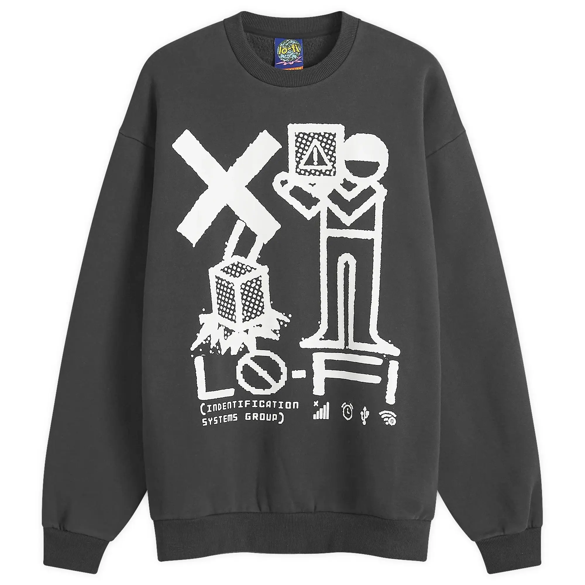 Lo-Fi Men's Identification Crew Sweatshirt Washed Black