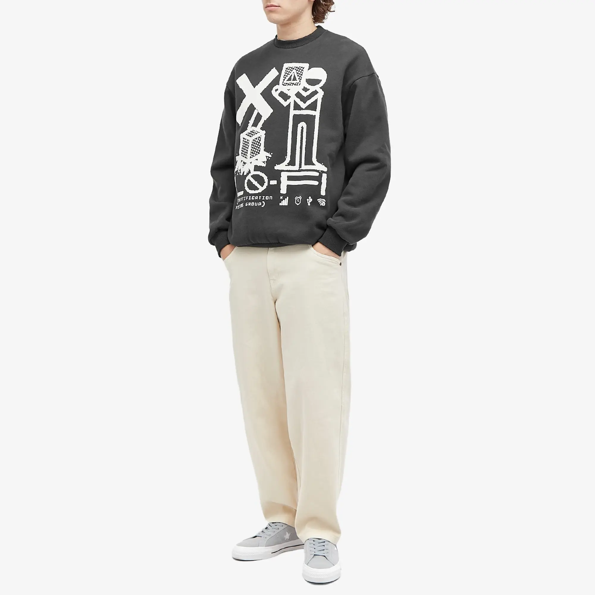 Lo-Fi Men's Identification Crew Sweatshirt Washed Black