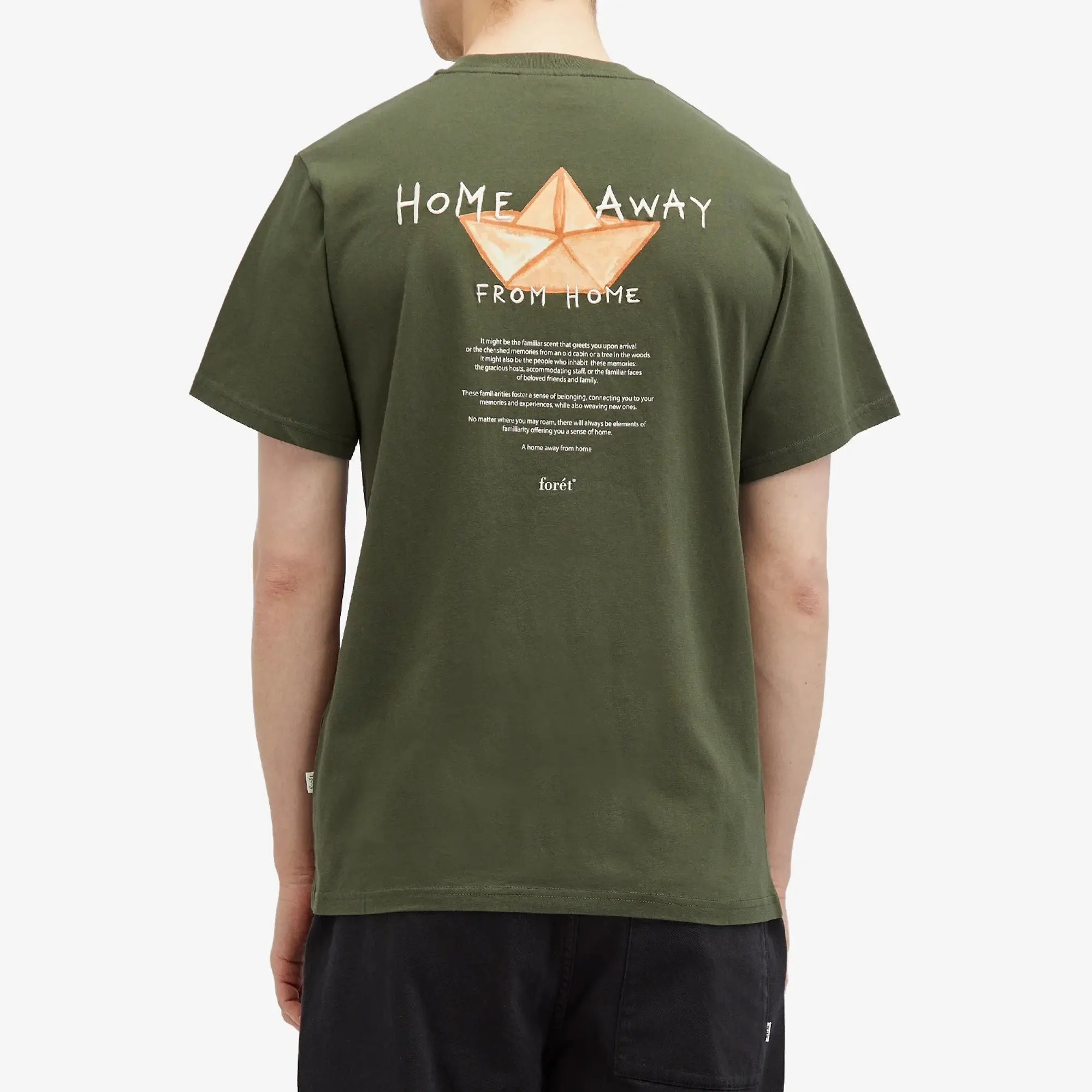 Foret Men's Abode Embroidered T-Shirt Dark Moss/Cloud