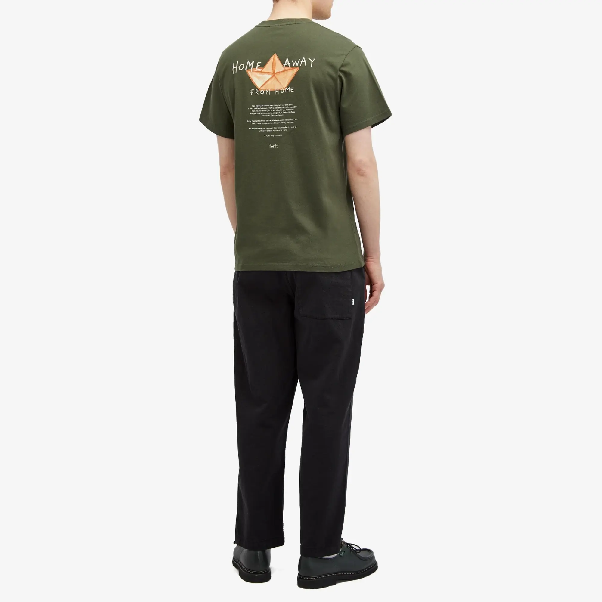 Foret Men's Abode Embroidered T-Shirt Dark Moss/Cloud