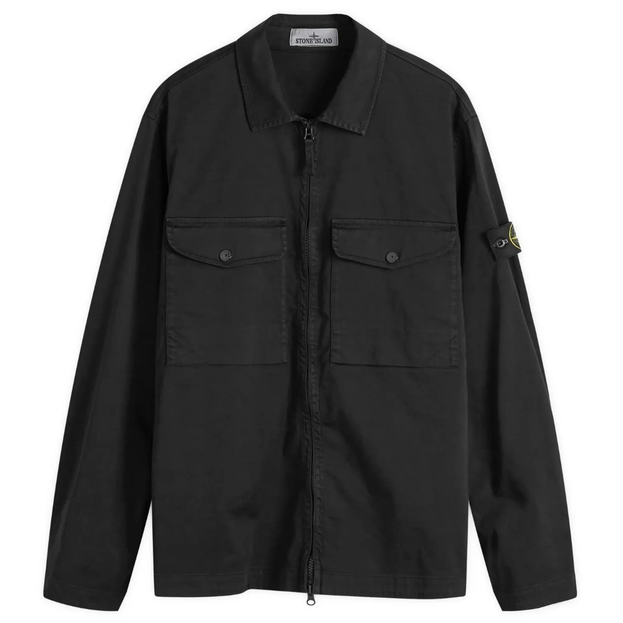 Stone Island Men's 2 Pocket Garment Dyed Shirt Jacket Black