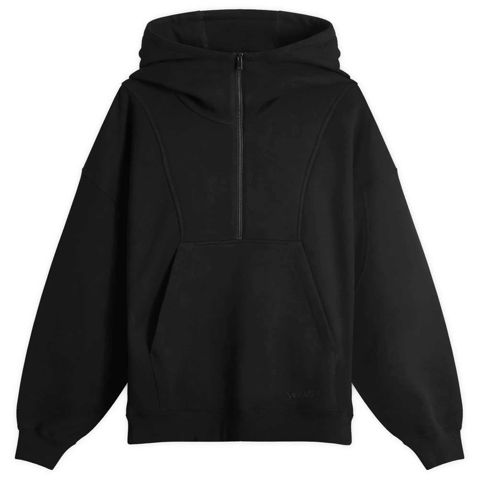 パーカー・フーディ SAINT LAURENT Men Hoodies 802136 Y36SW1000 Black Saint Laurent Men's Half Zip Logo Hoodie Black | 802136
