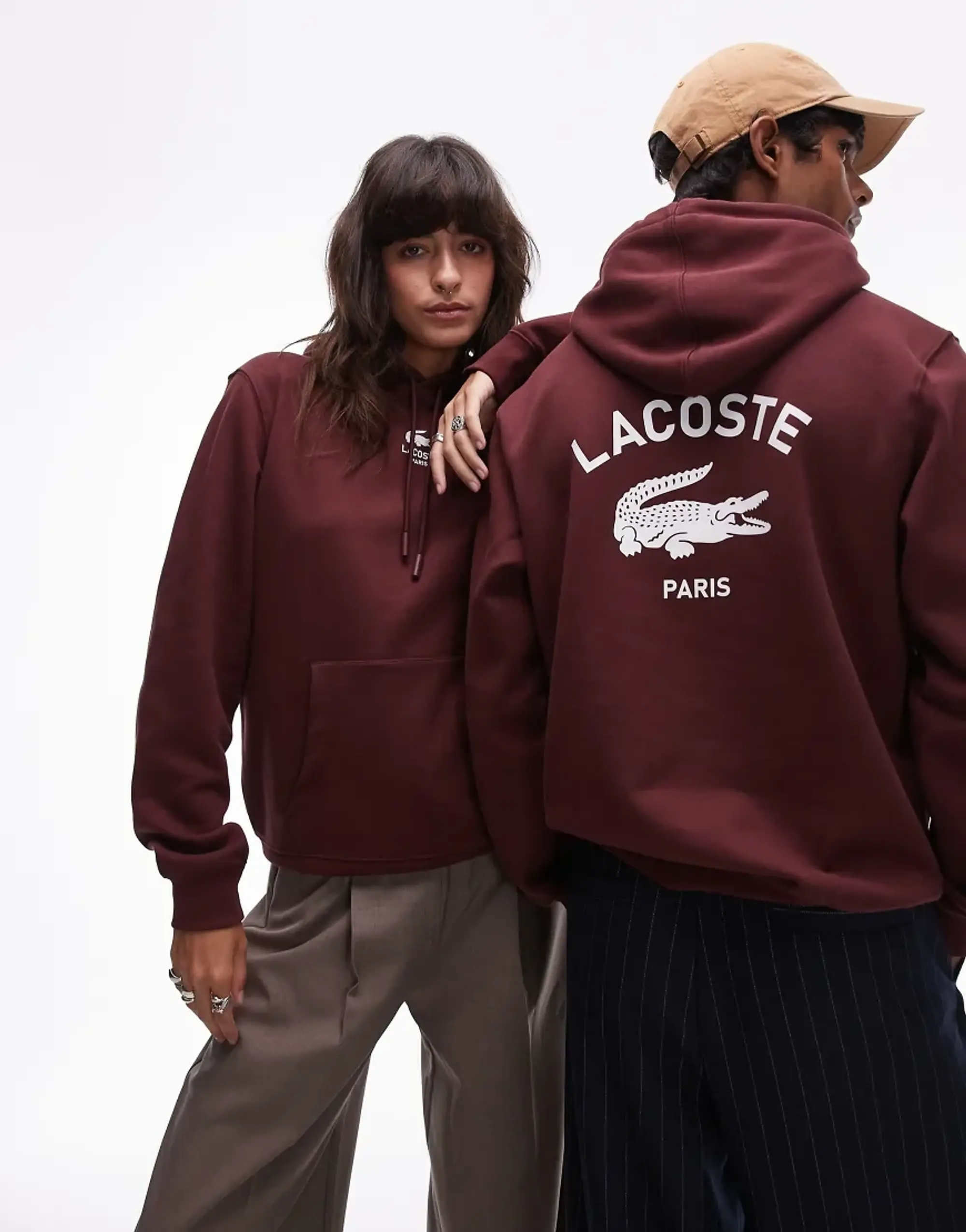 Lacoste Print Hoodie - Bordeaux