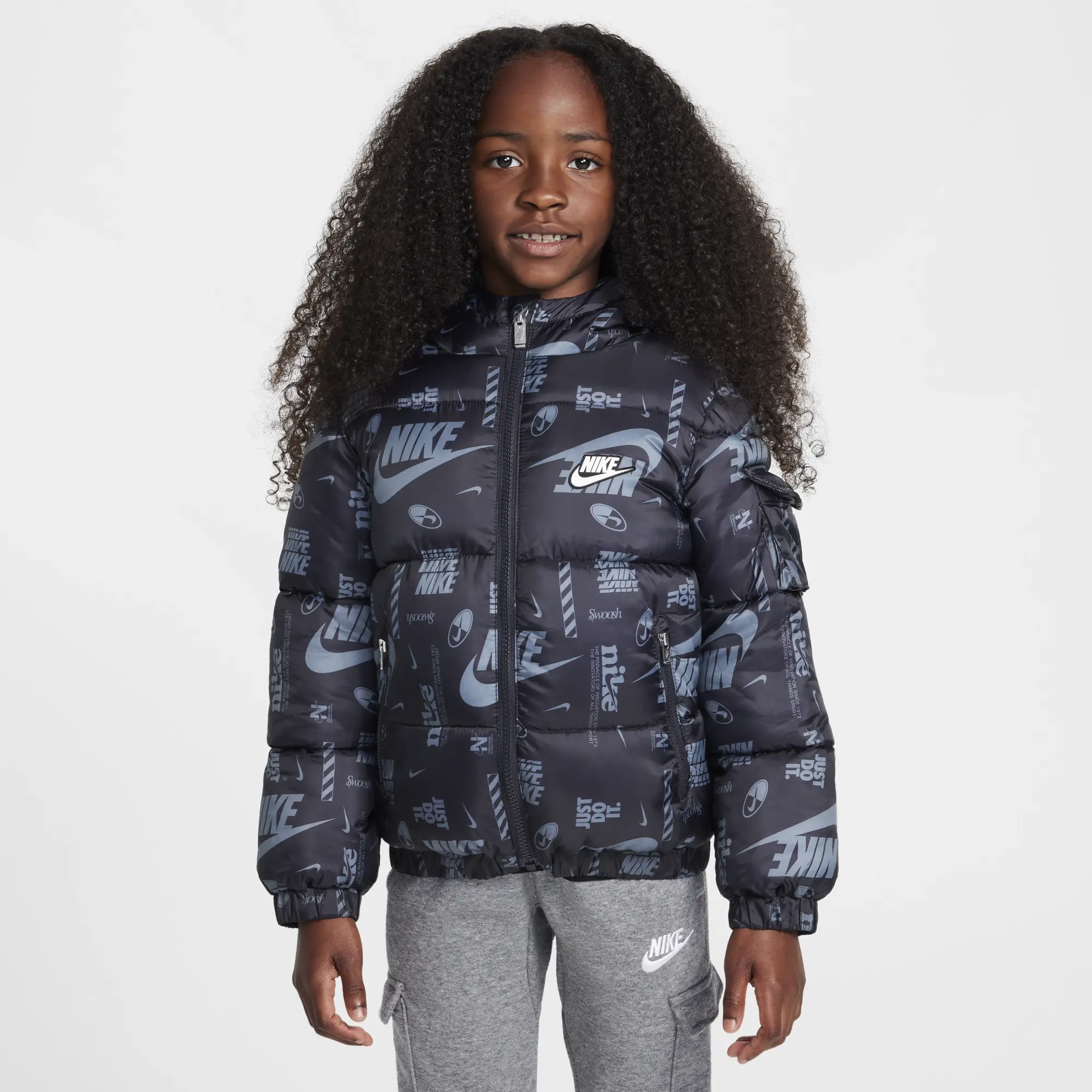 Nike Younger Kids' DNA Logo Puffer Jacket - Black - Polyester