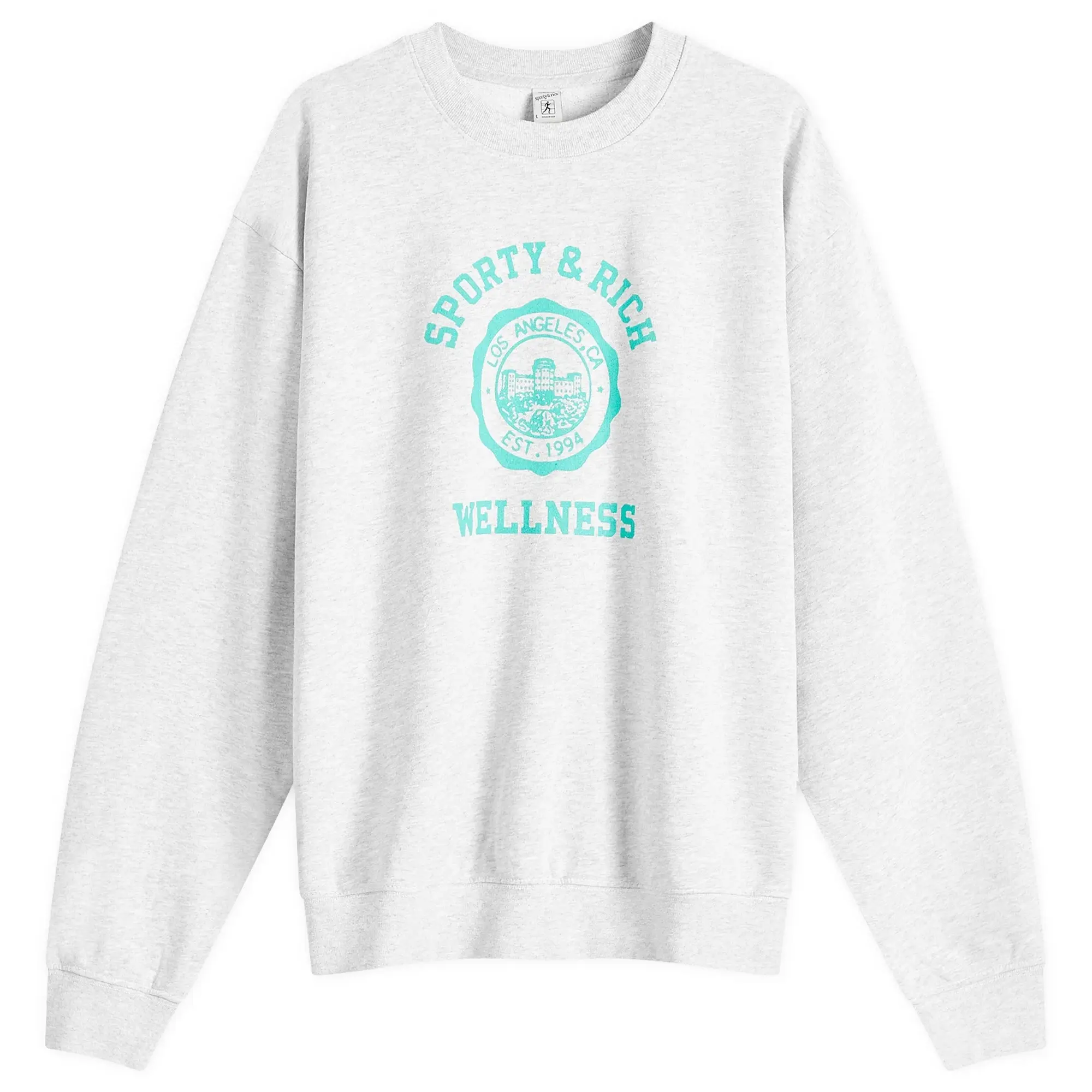 Sporty & Rich Emblem Sweatshirt Heather Grey/Caribbean