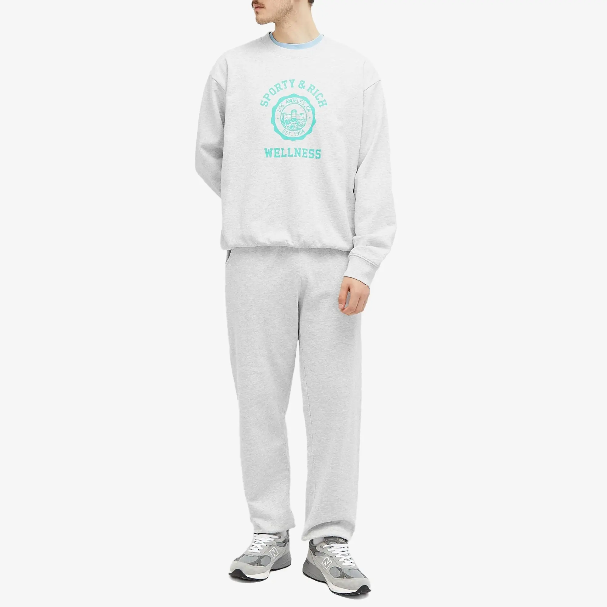 Sporty & Rich Emblem Sweatshirt Heather Grey/Caribbean
