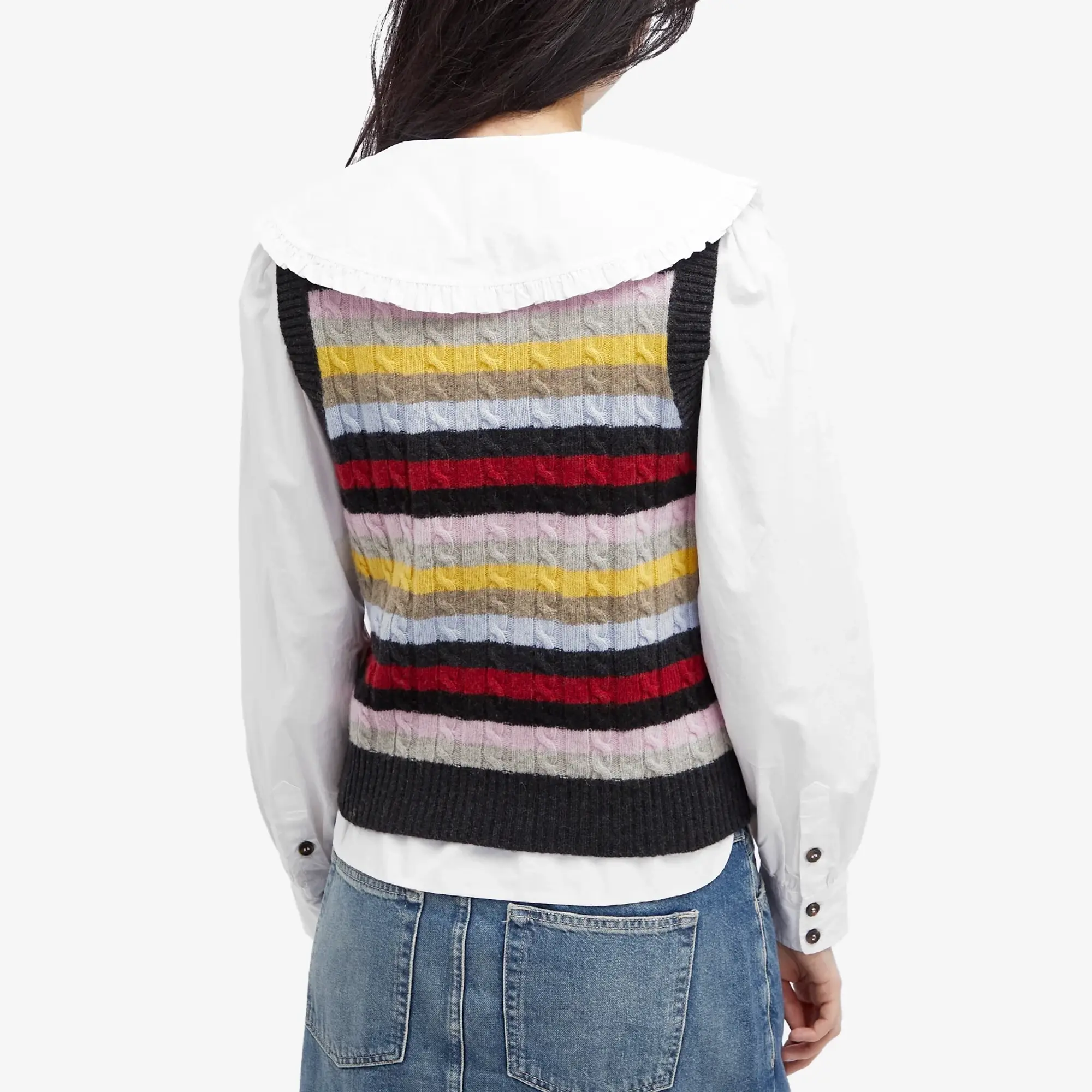 GANNI Women's Logo Wool Mix Vest Multicolour