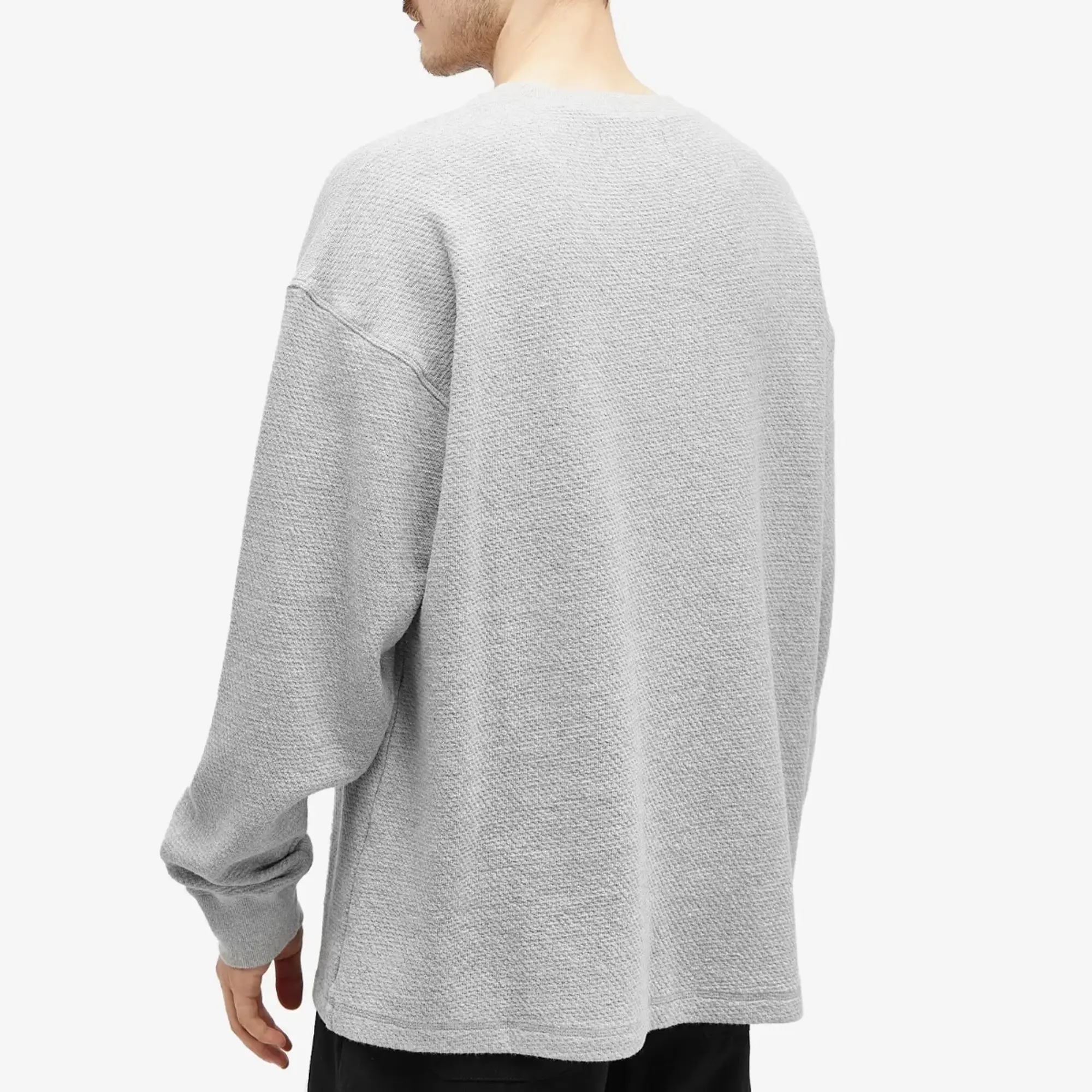 Merely Made Men's Initial Embroidery Long Sleeve T-Shirt Misty Grey