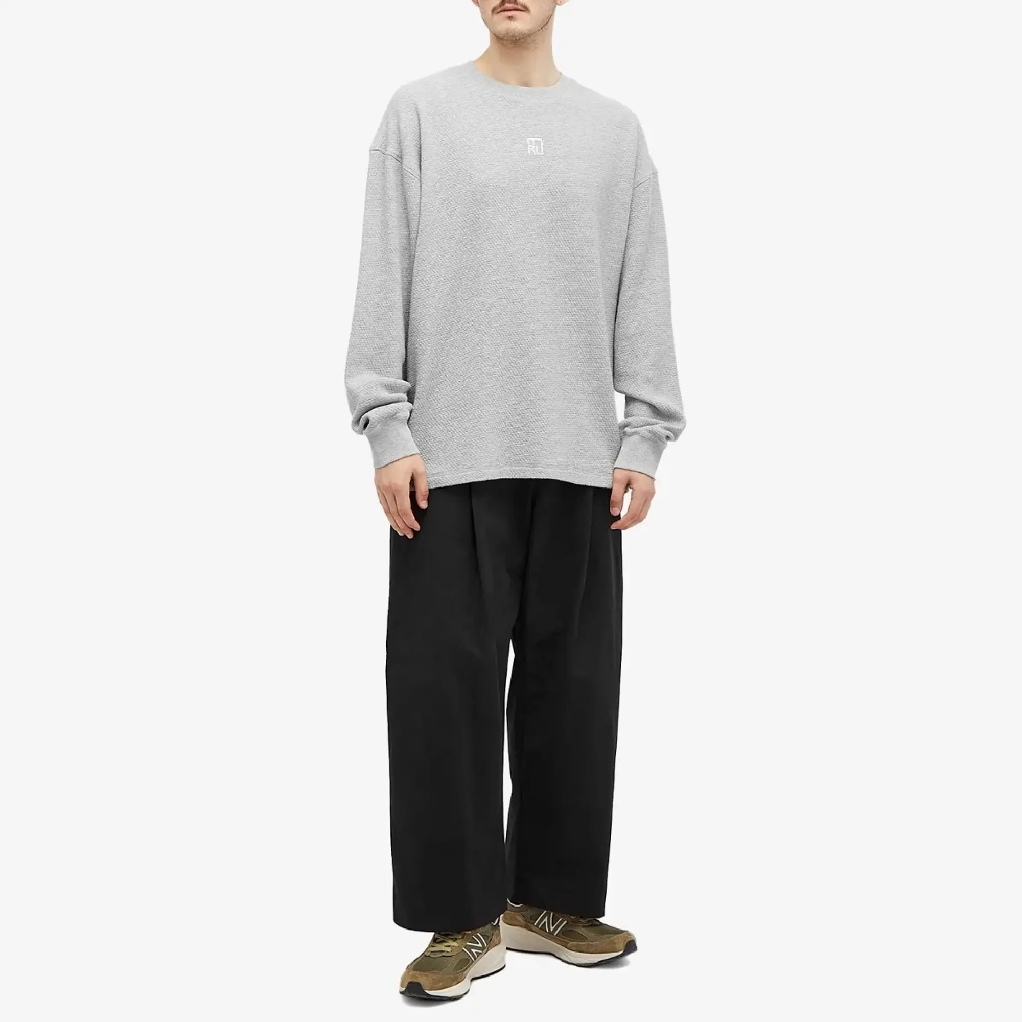 Merely Made Men's Initial Embroidery Long Sleeve T-Shirt Misty Grey