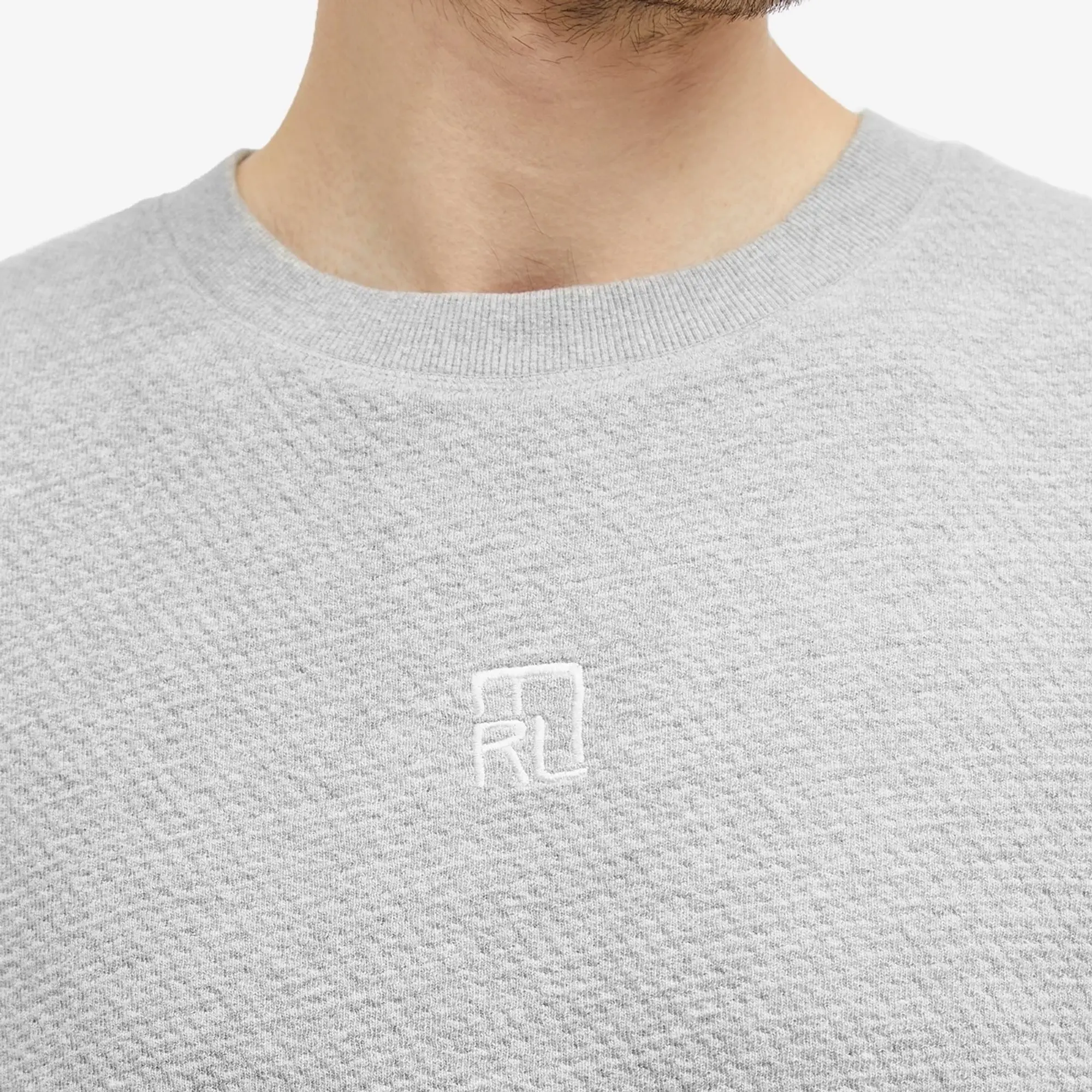 Merely Made Men's Initial Embroidery Long Sleeve T-Shirt Misty Grey