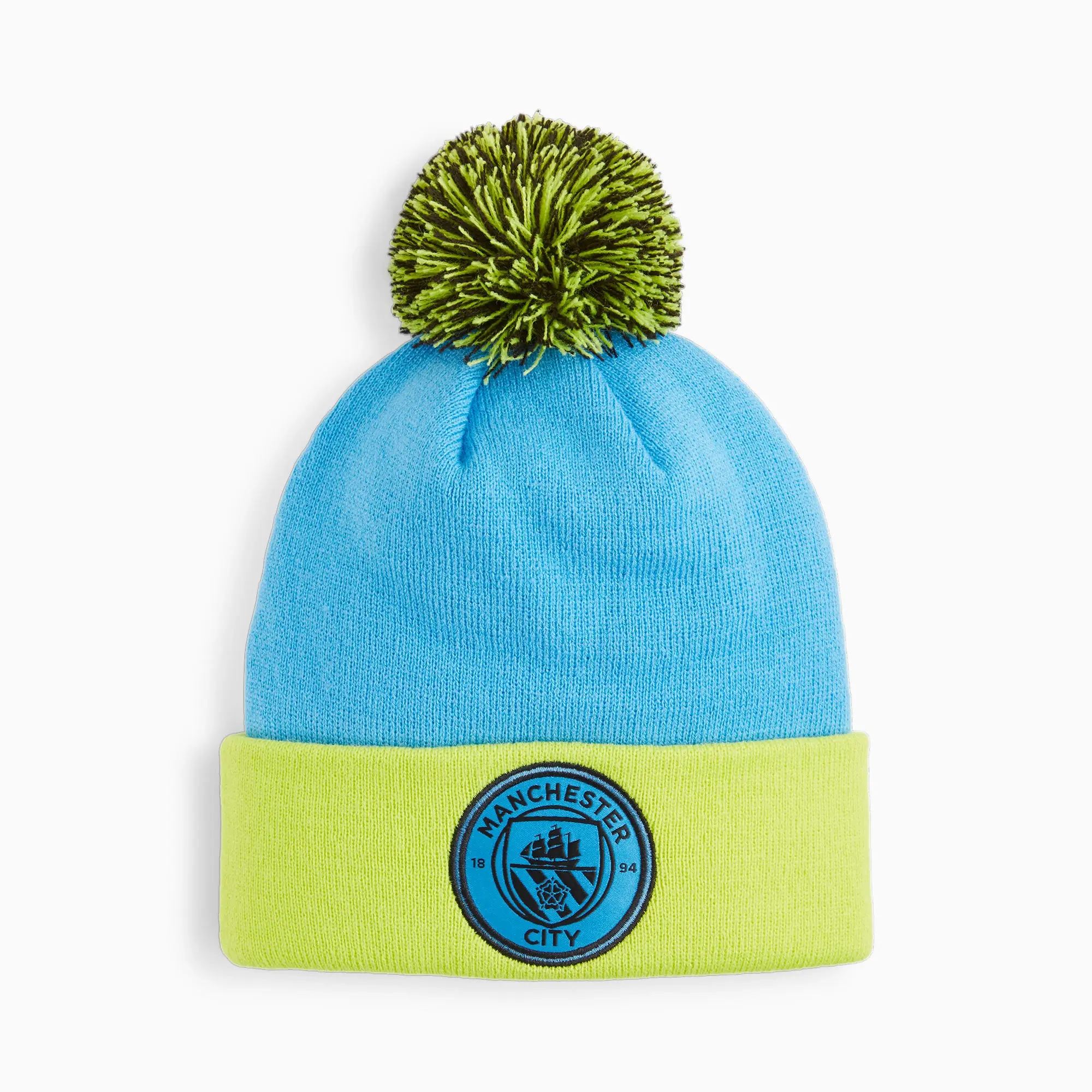 PUMA Manchester City Pom Pom Beanie Hat Youth, Magic Blue/Yellow Glow