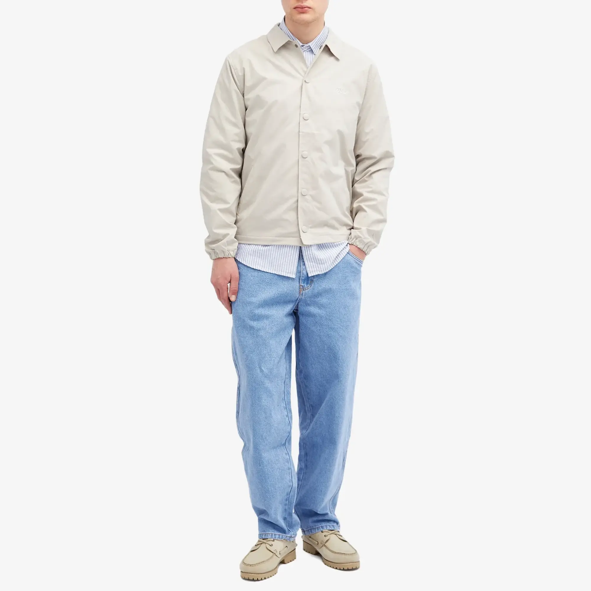 Dime Men's Cursive Coach Jacket Light Grey