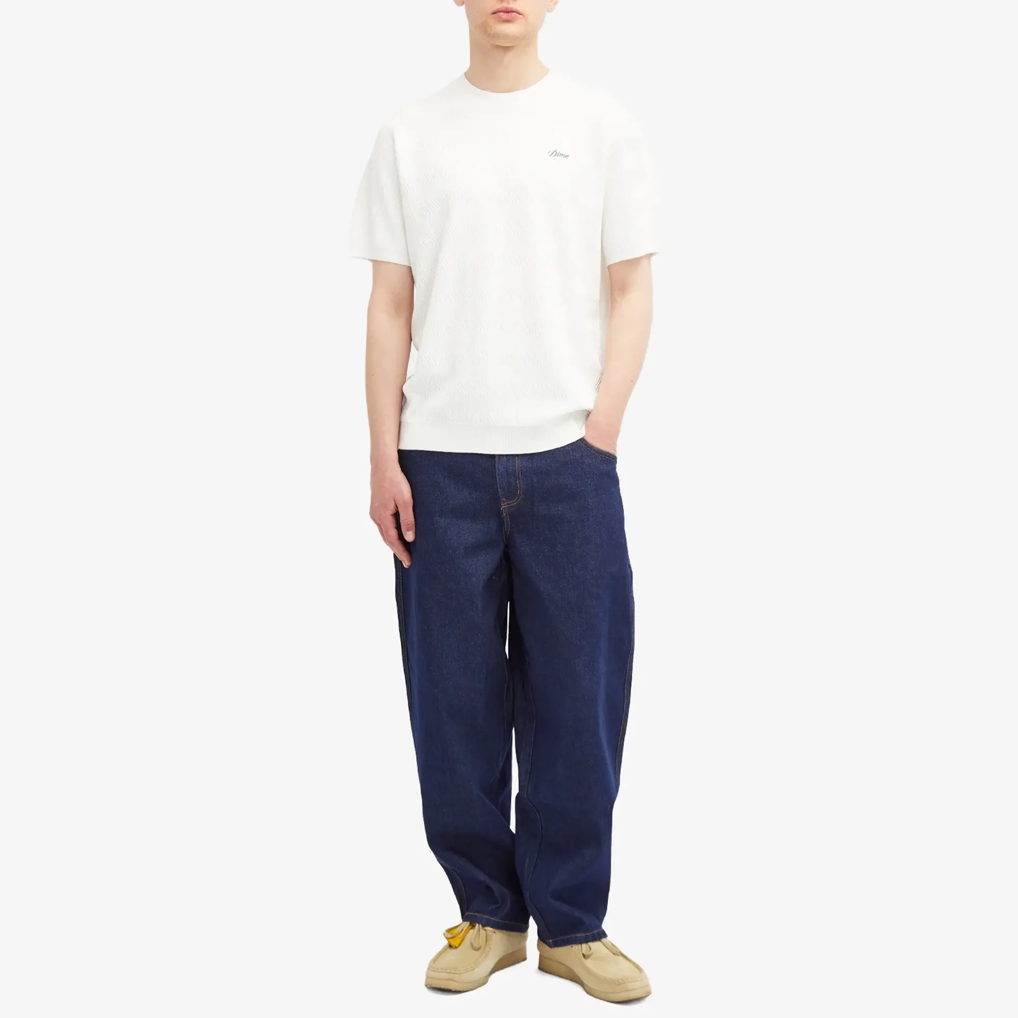 Dime Men's Wave Knit T-Shirt Ivory