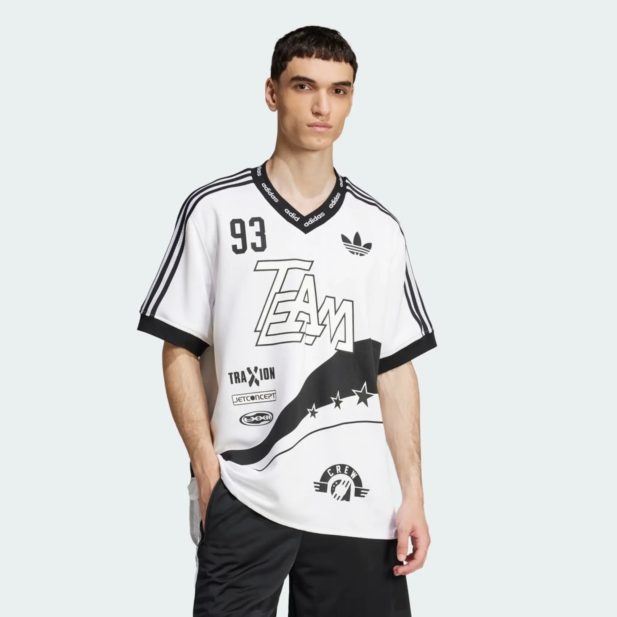 Adidas Originals Team 93 Jersey In Black And White