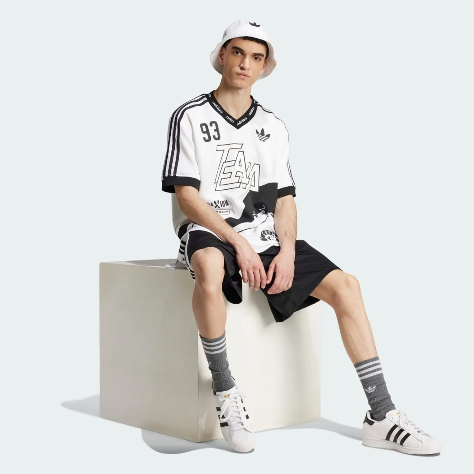 Adidas Originals Team 93 Jersey In Black And White
