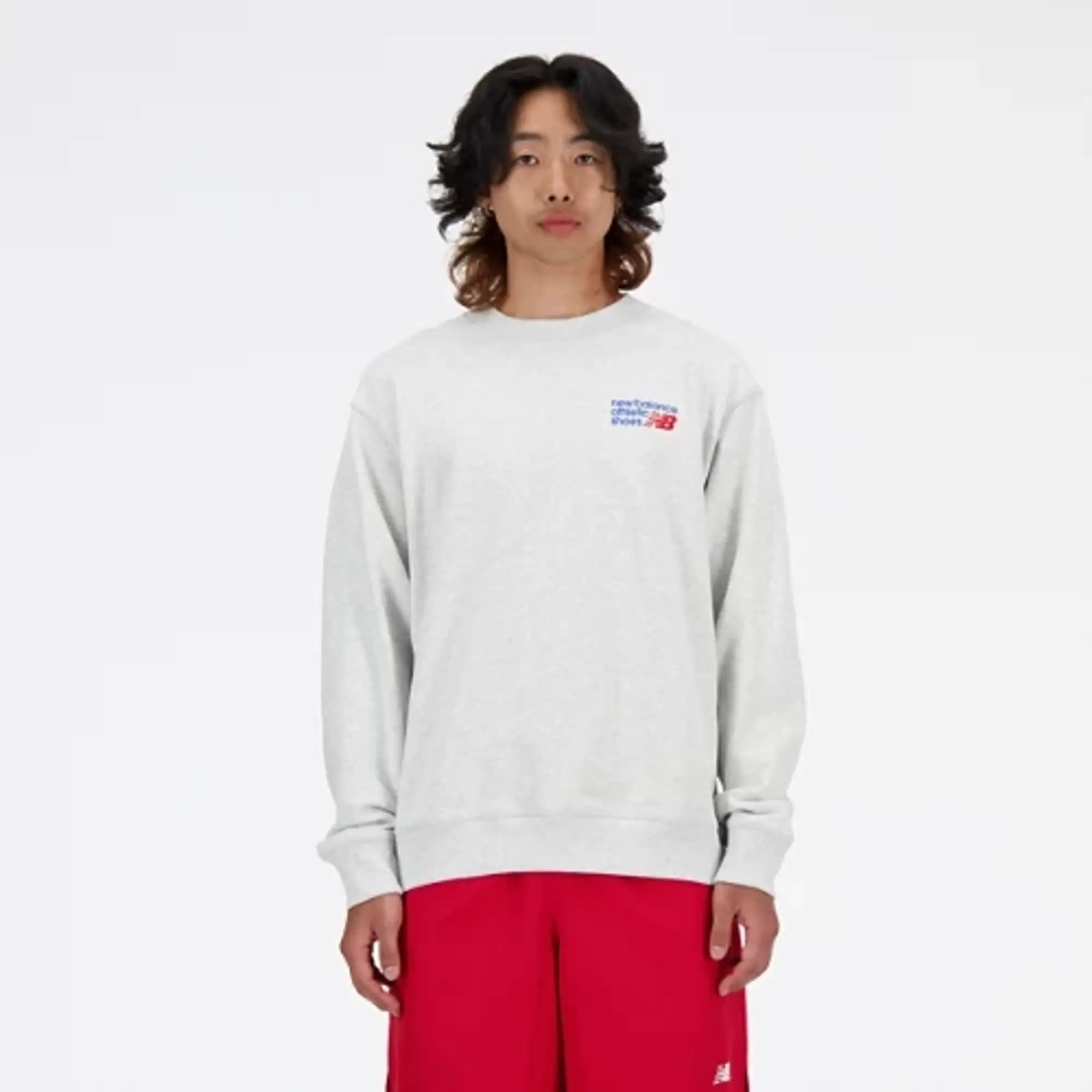 New Balance Athletics Premium Logo Crew Men Sweatshirts Grey