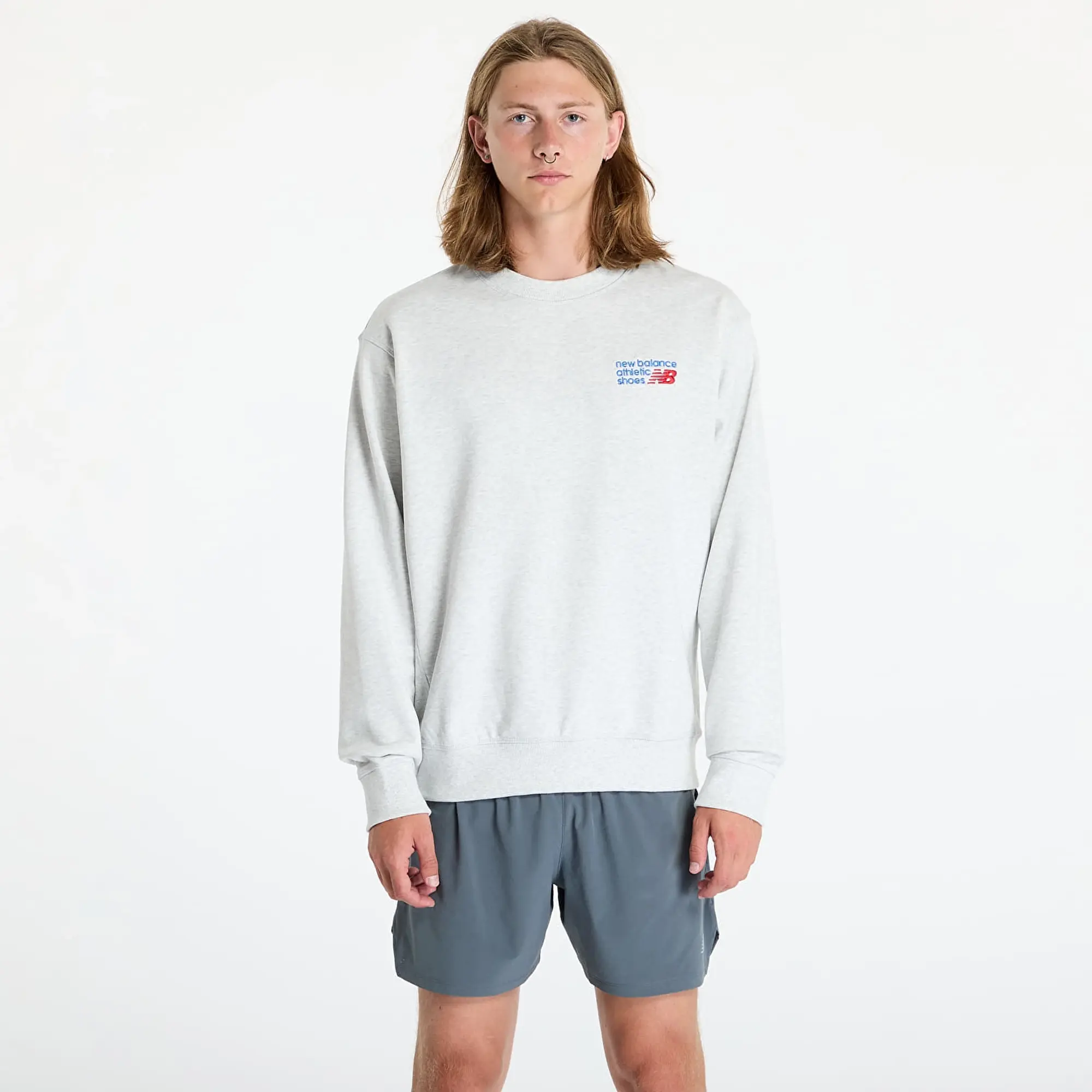 New Balance Athletics Premium Logo Crew Men Sweatshirts Grey