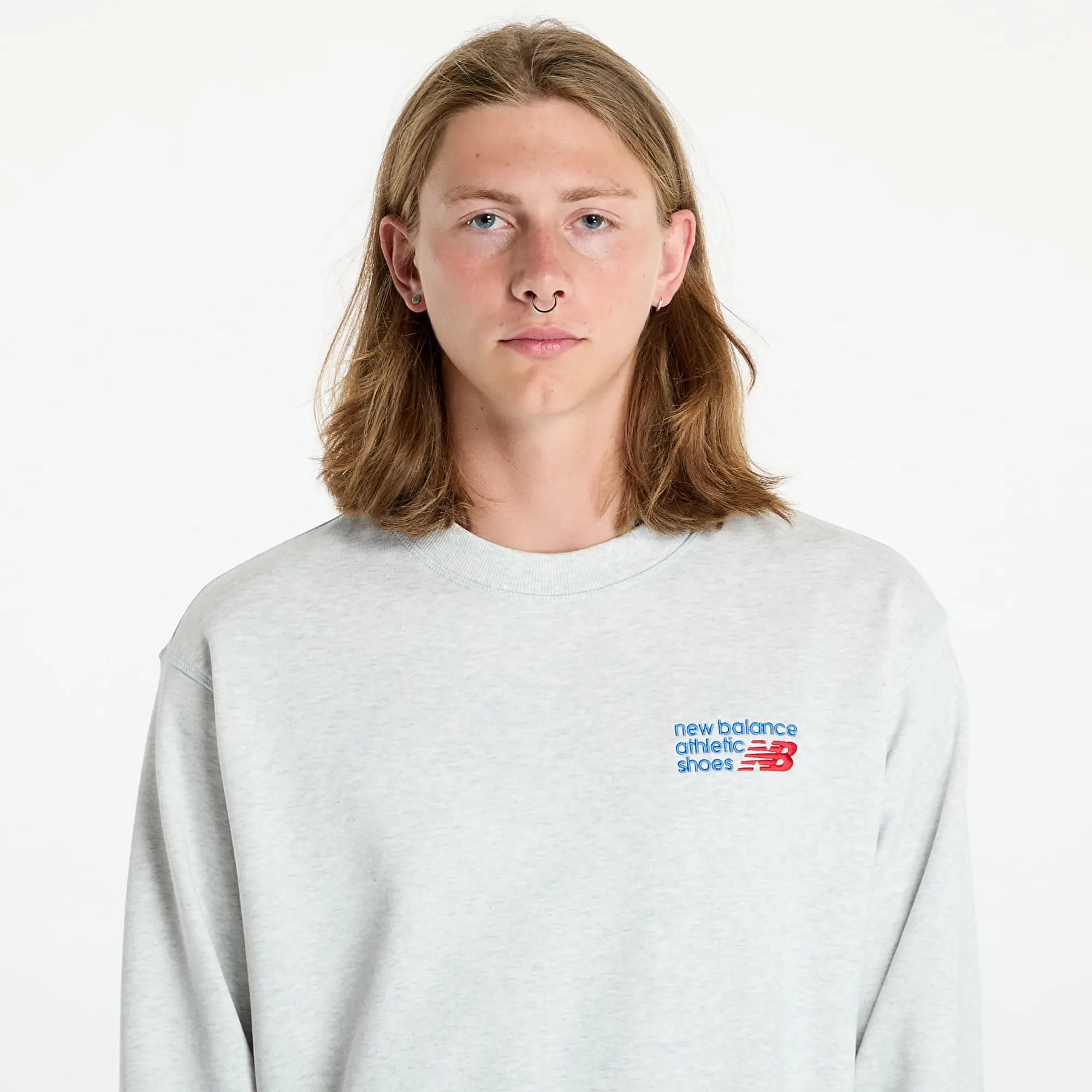 New Balance Athletics Premium Logo Crew Men Sweatshirts Grey