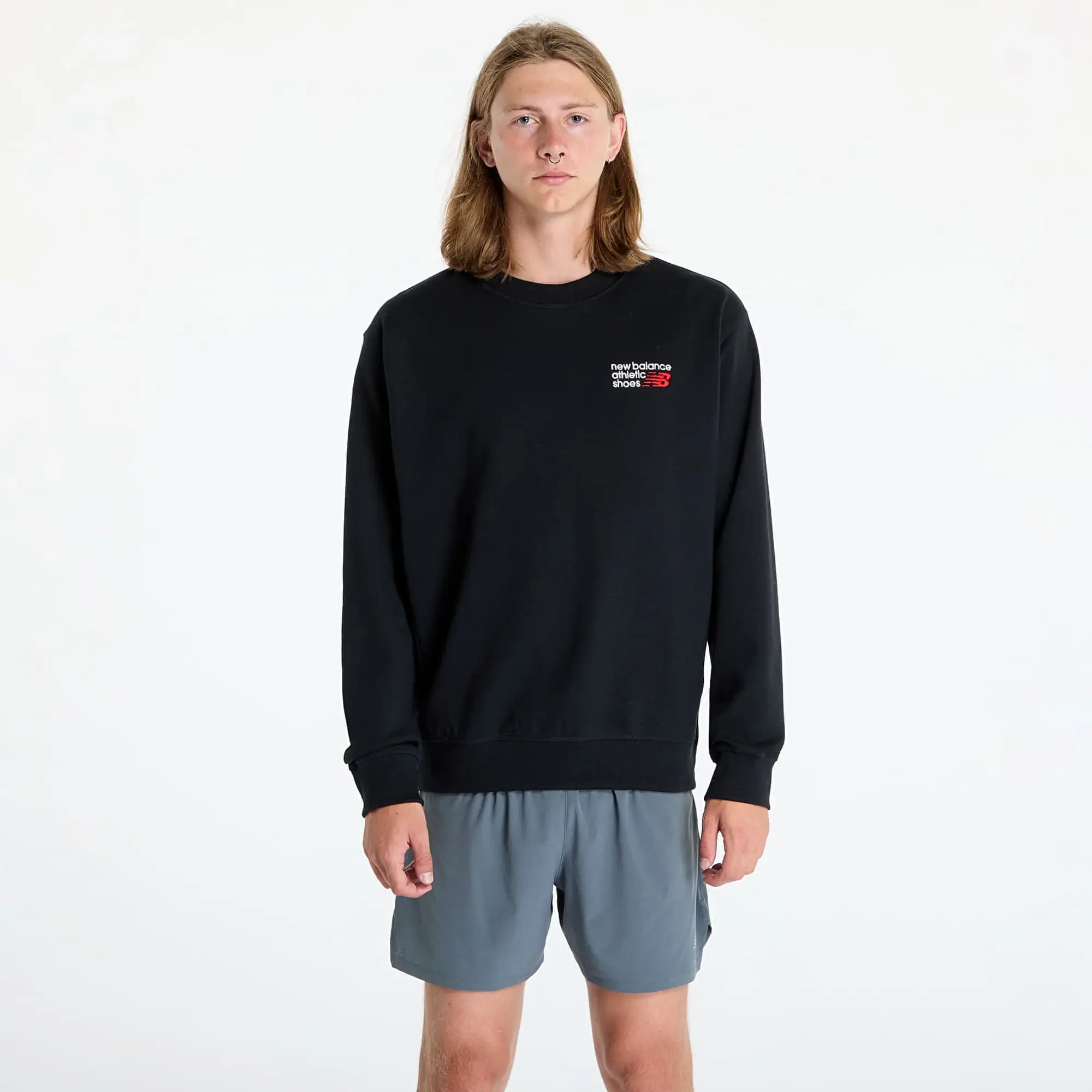 New Balance Athletics Premium Logo Crew Men Sweatshirts Black