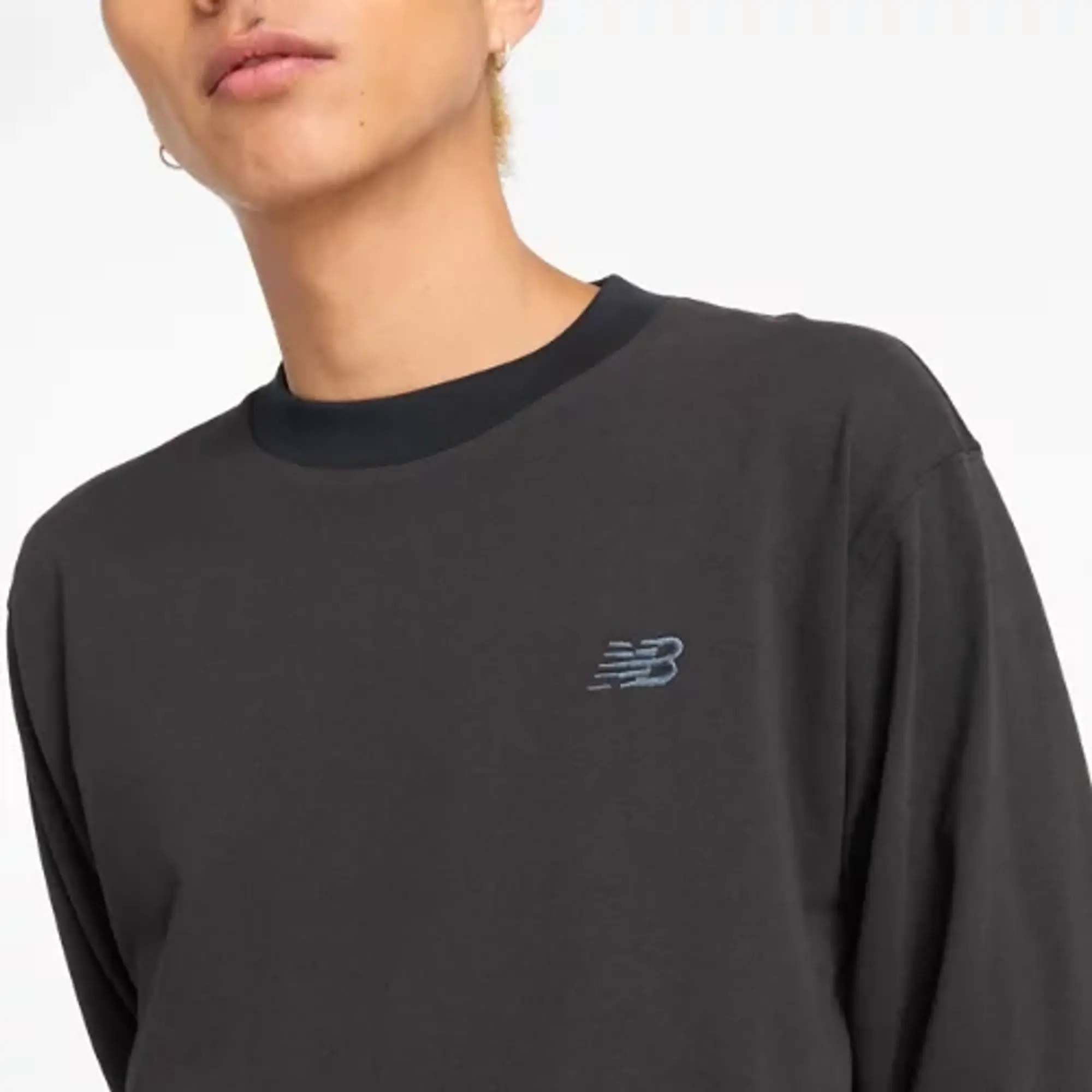 New Balance Men's Athletics Cotton Long Sleeve in Black Cotton Jersey
