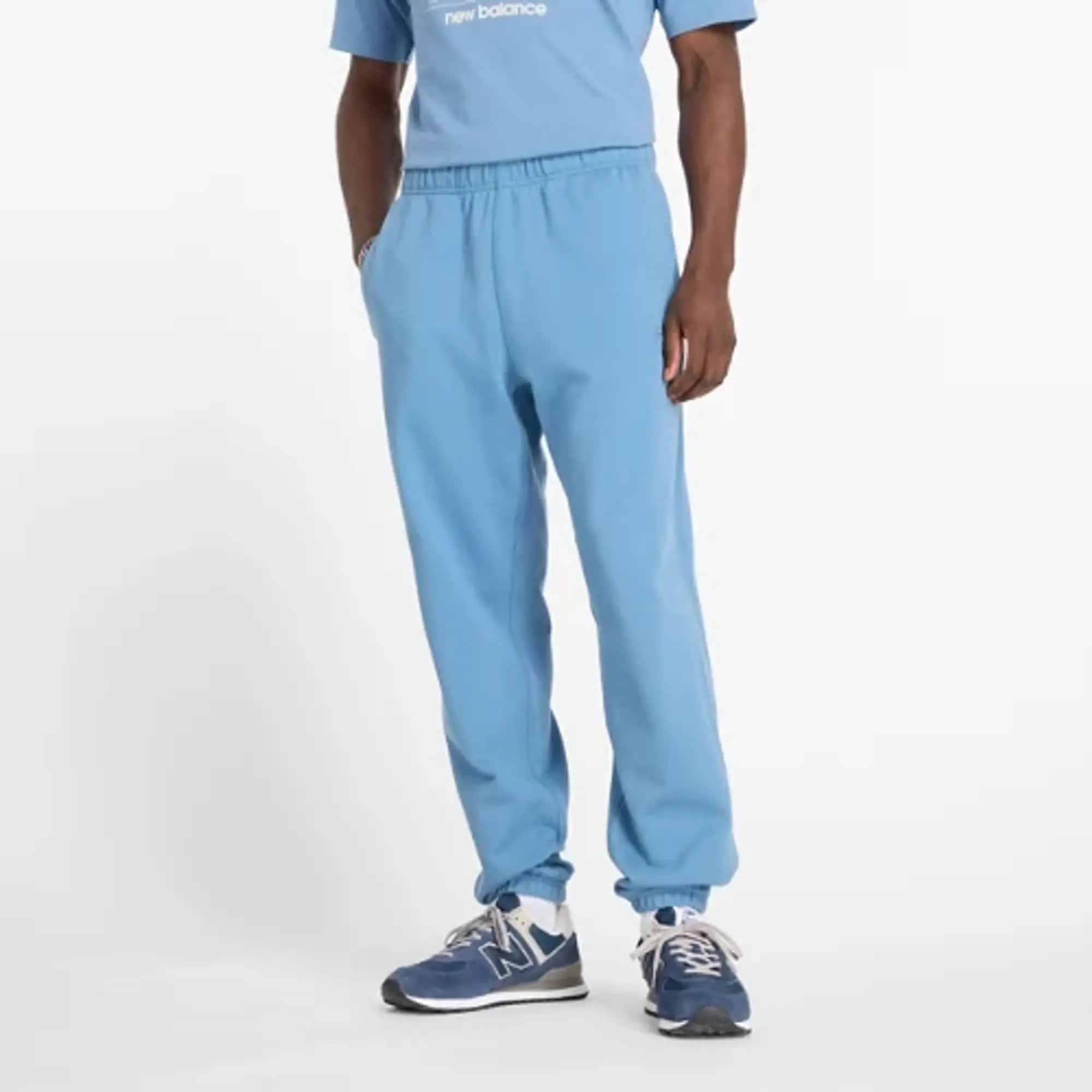 New Balance Men's Athletics French Terry Jogger in Blue Cotton