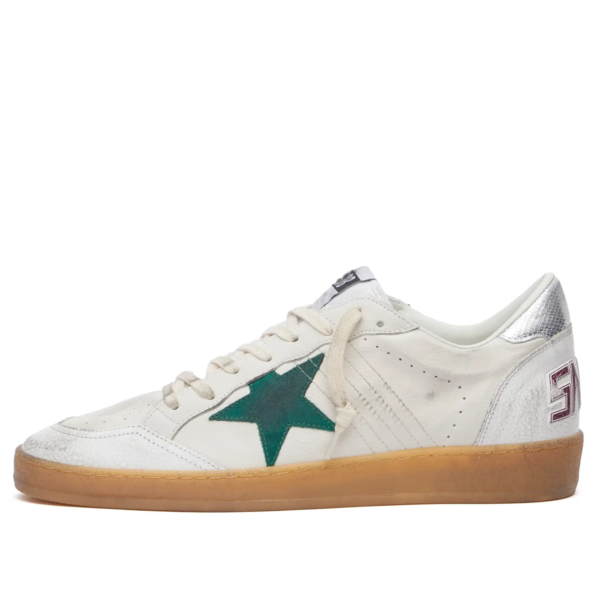 Golden Goose Men's Ball Star Leather Sneaker White/Green/Silver