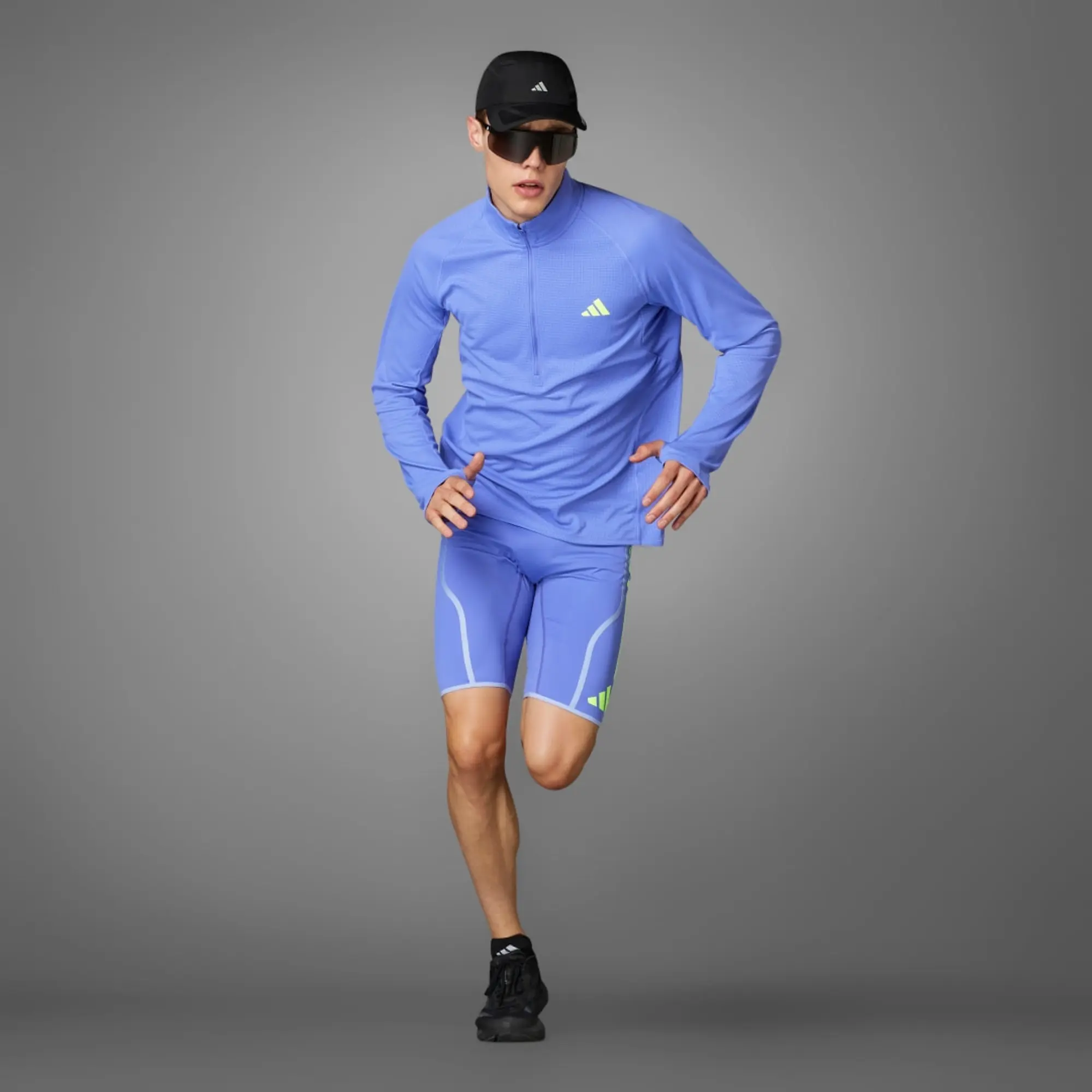 adidas Men Adizero Running Quarter Zip Long Sleeve Tee