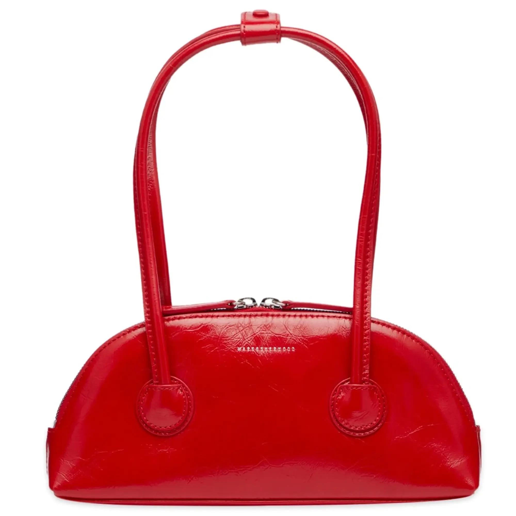 MARGE SHERWOOD Women's Bessette Shoulder Bag Apple Red Crinkle