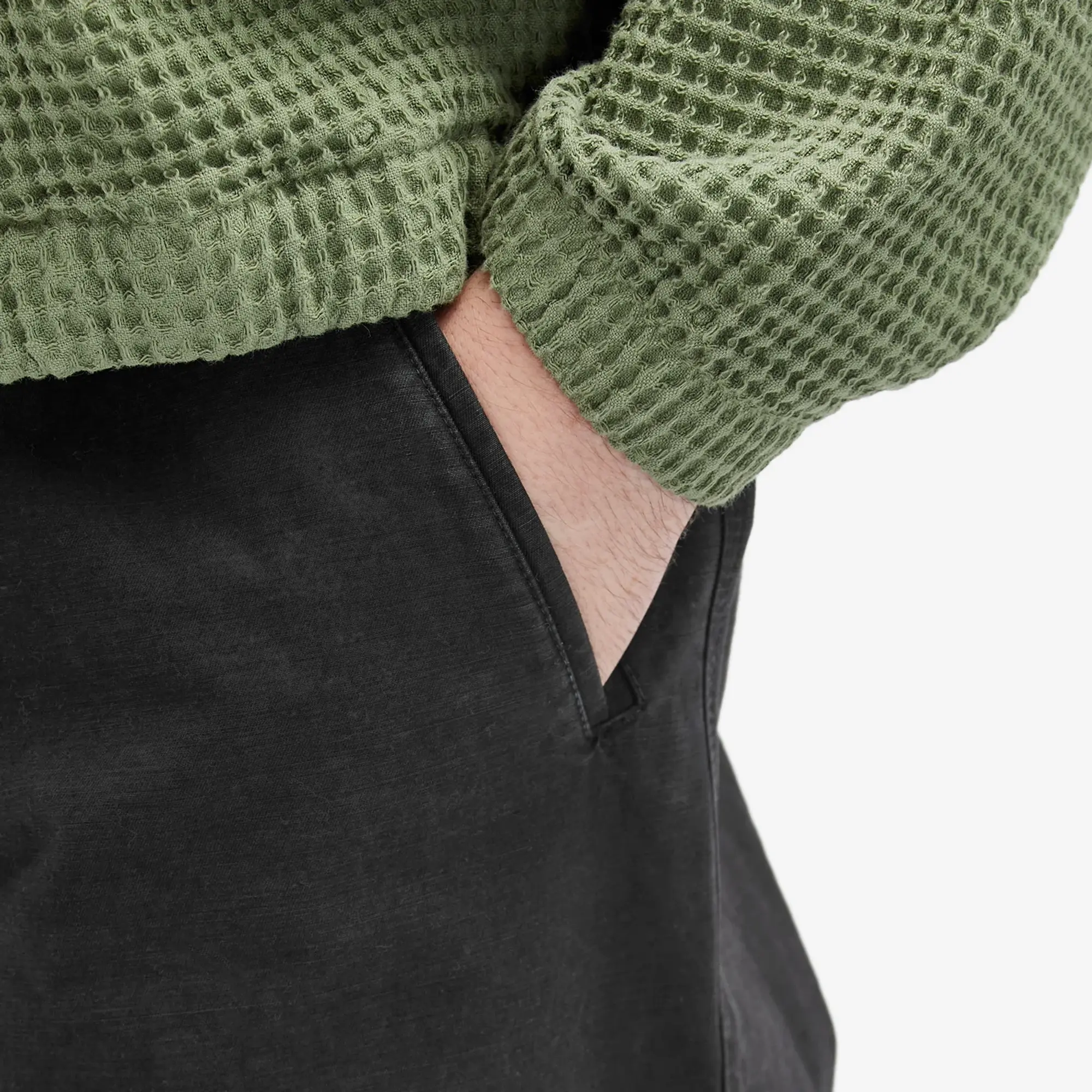 Folk Men's Drawcord Assembly Pants Soft Black Linear Texture