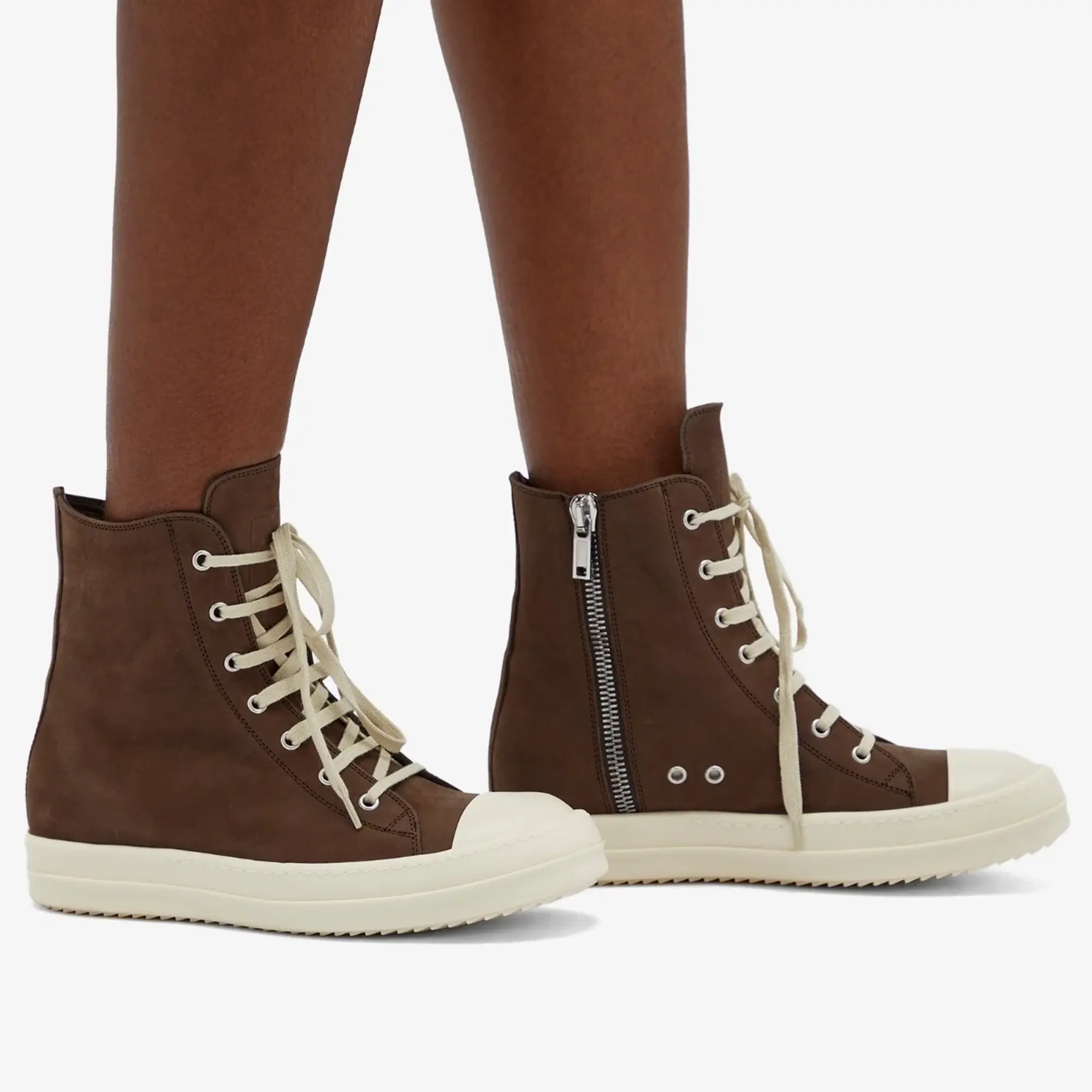 Rick Owens Women's Hi Top Sneakers Saddle/Milk