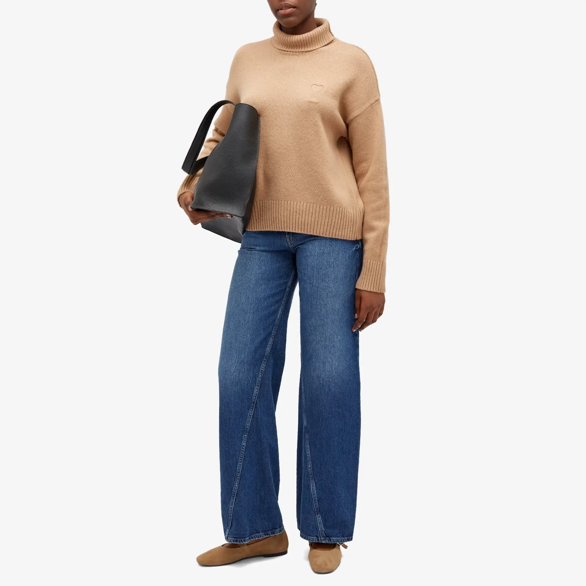 AMI Paris Women's Embossed ADC Jumper Nude