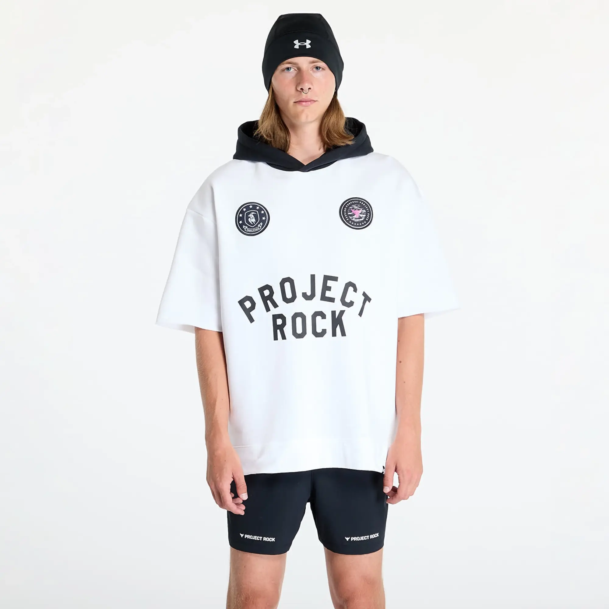 Sweatshirt Under Armour Project Rock Icon Fleece Ss Hoody Boh White/ Black Xl