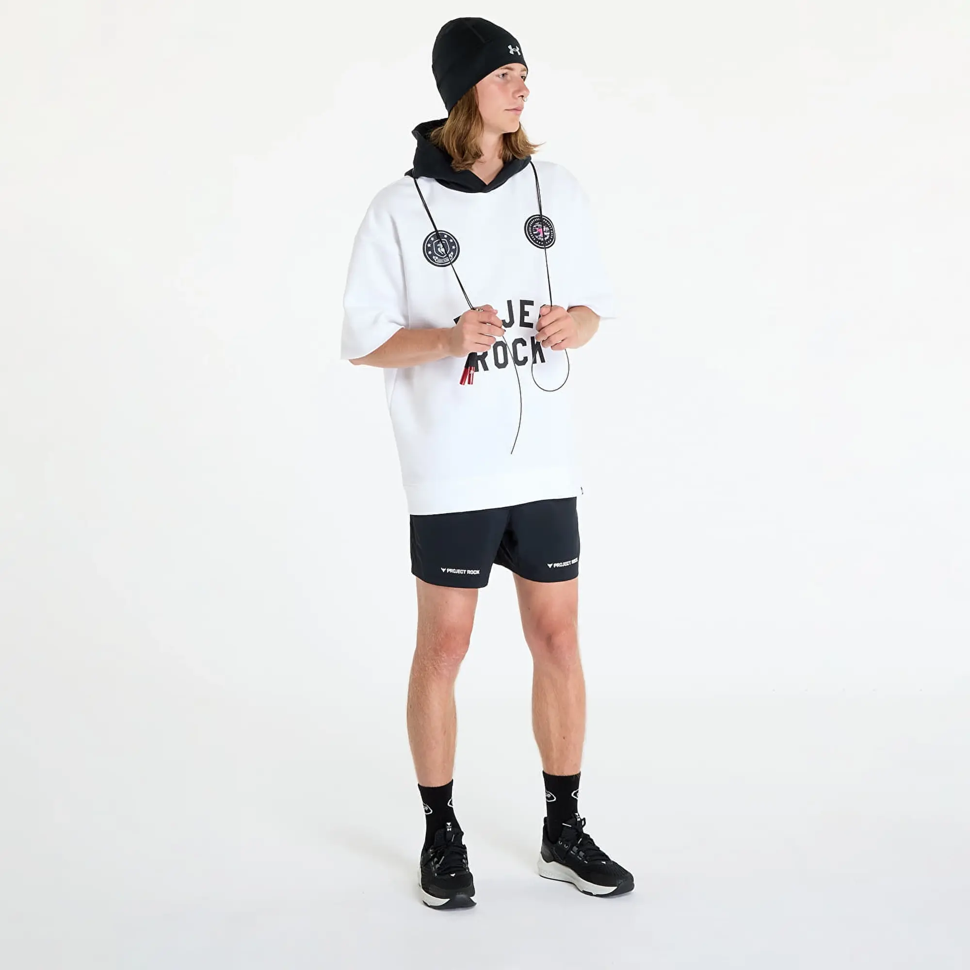 Sweatshirt Under Armour Project Rock Icon Fleece Ss Hoody Boh White/ Black Xl