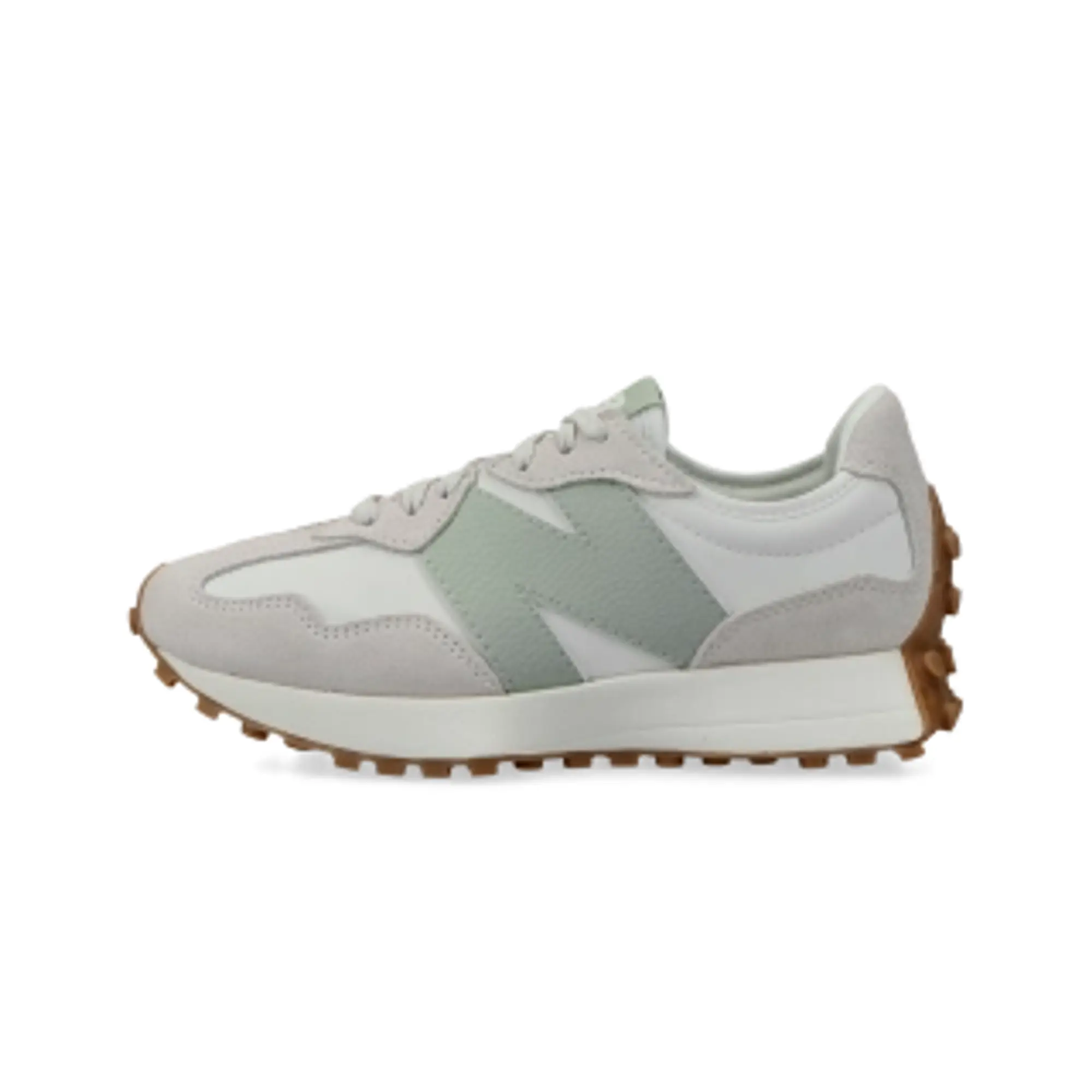 New Balance Women's 327 in Beige/Green Suede/Mesh