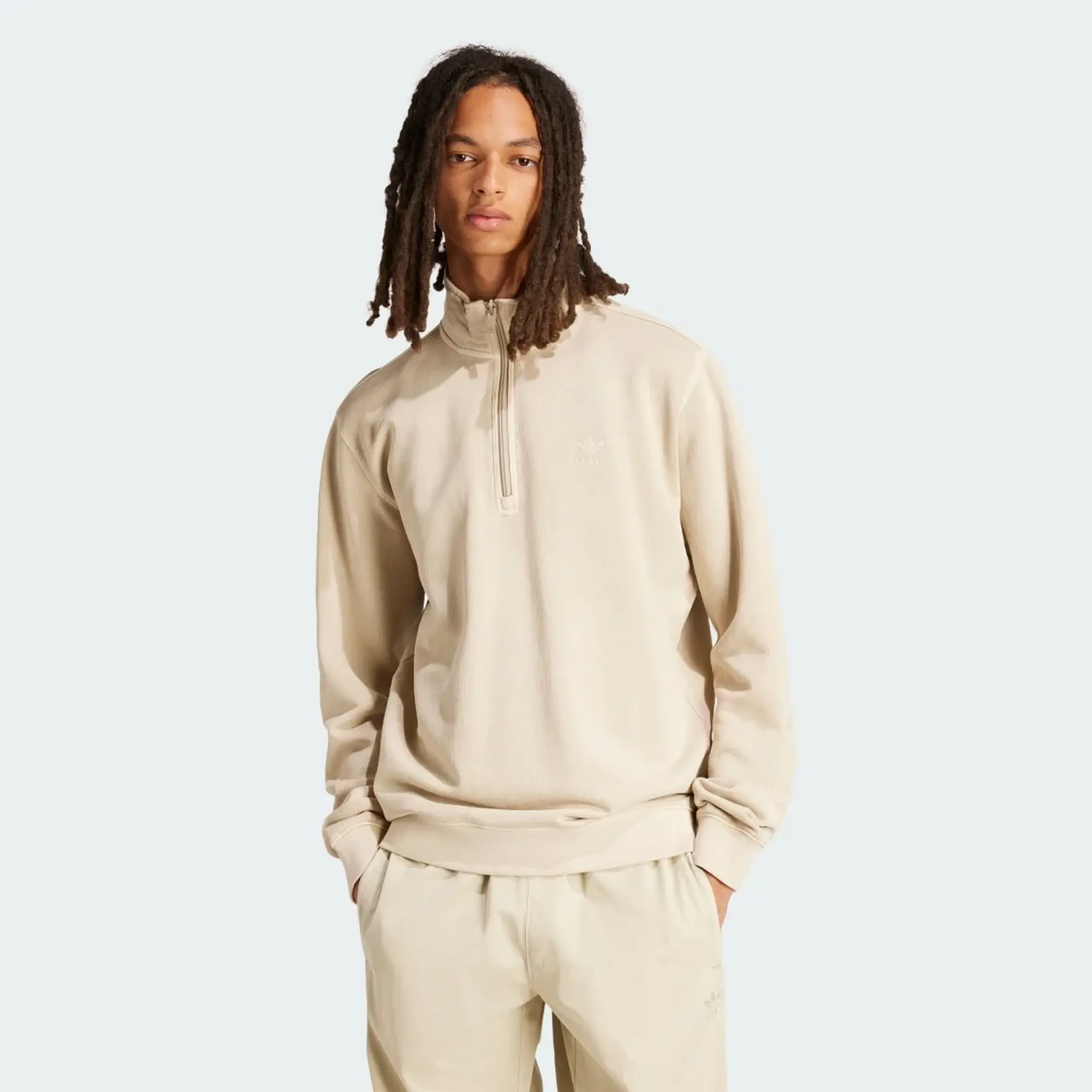 adidas Trefoil Essentials+ Dye Half Zip Crew Sweatshirt