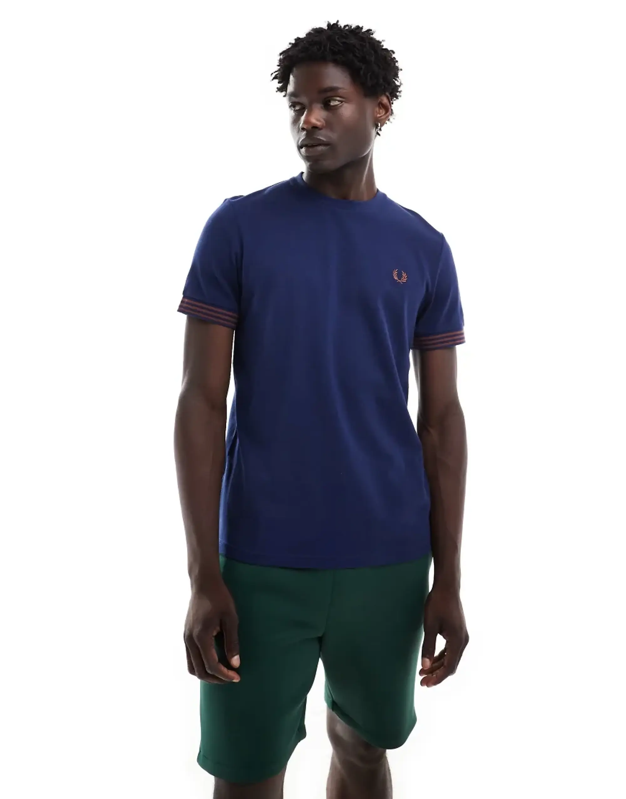 Fred Perry Striped Cuff T-Shirt, French Navy