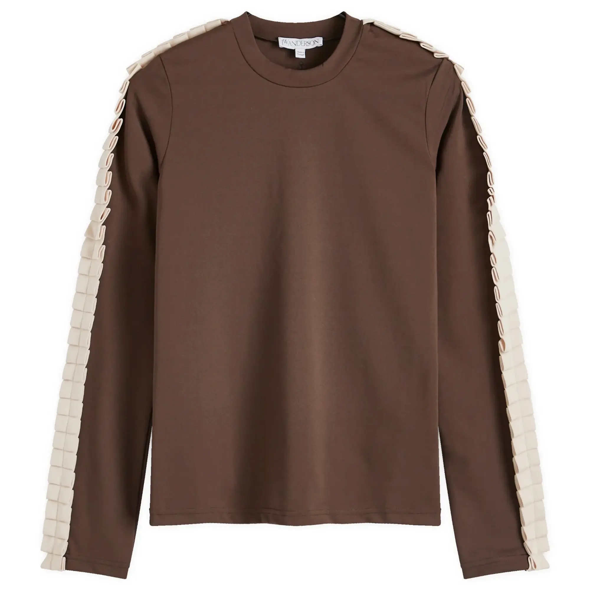 JW Anderson Women's Pleated Trim Long Sleeve Top Brown