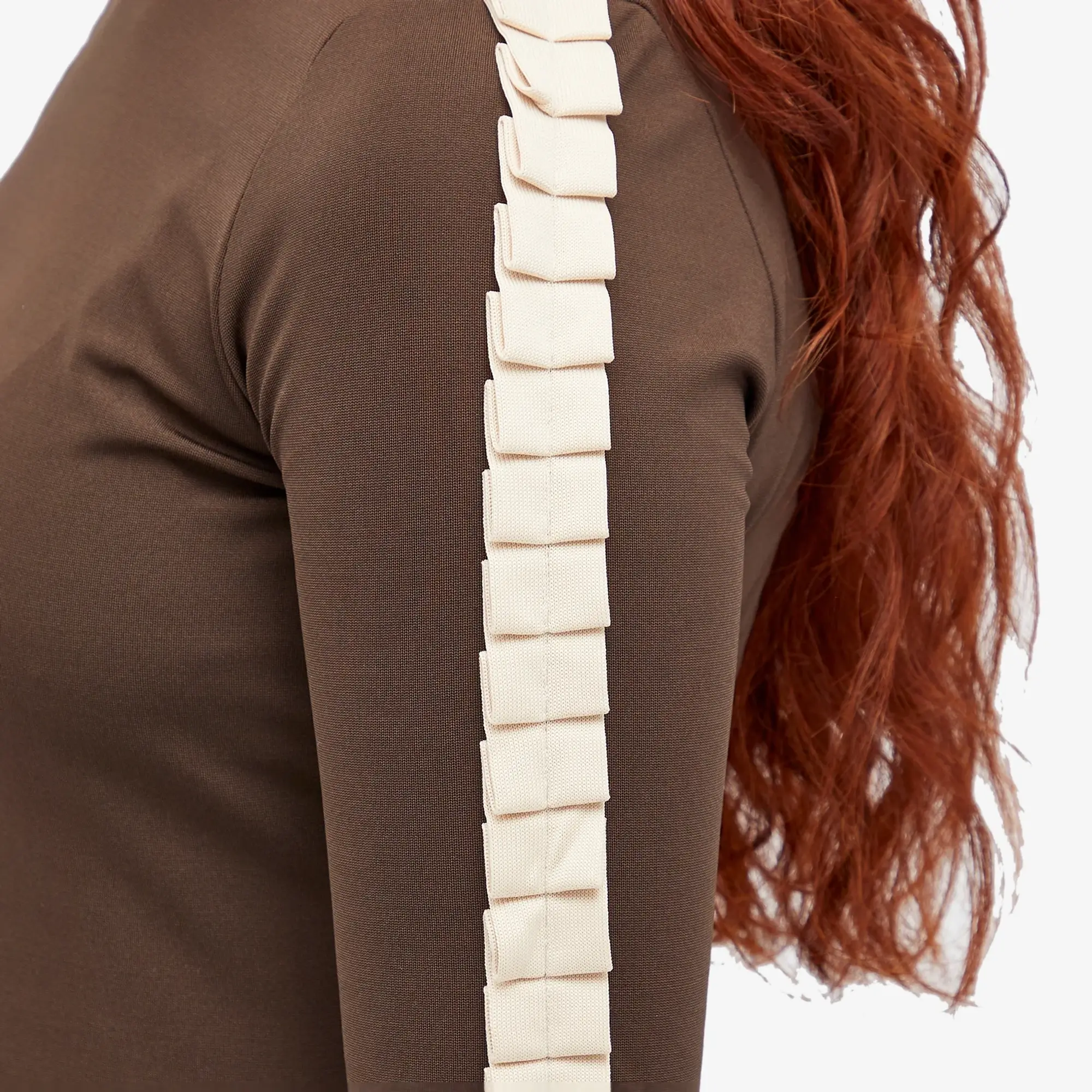 JW Anderson Women's Pleated Trim Long Sleeve Top Brown