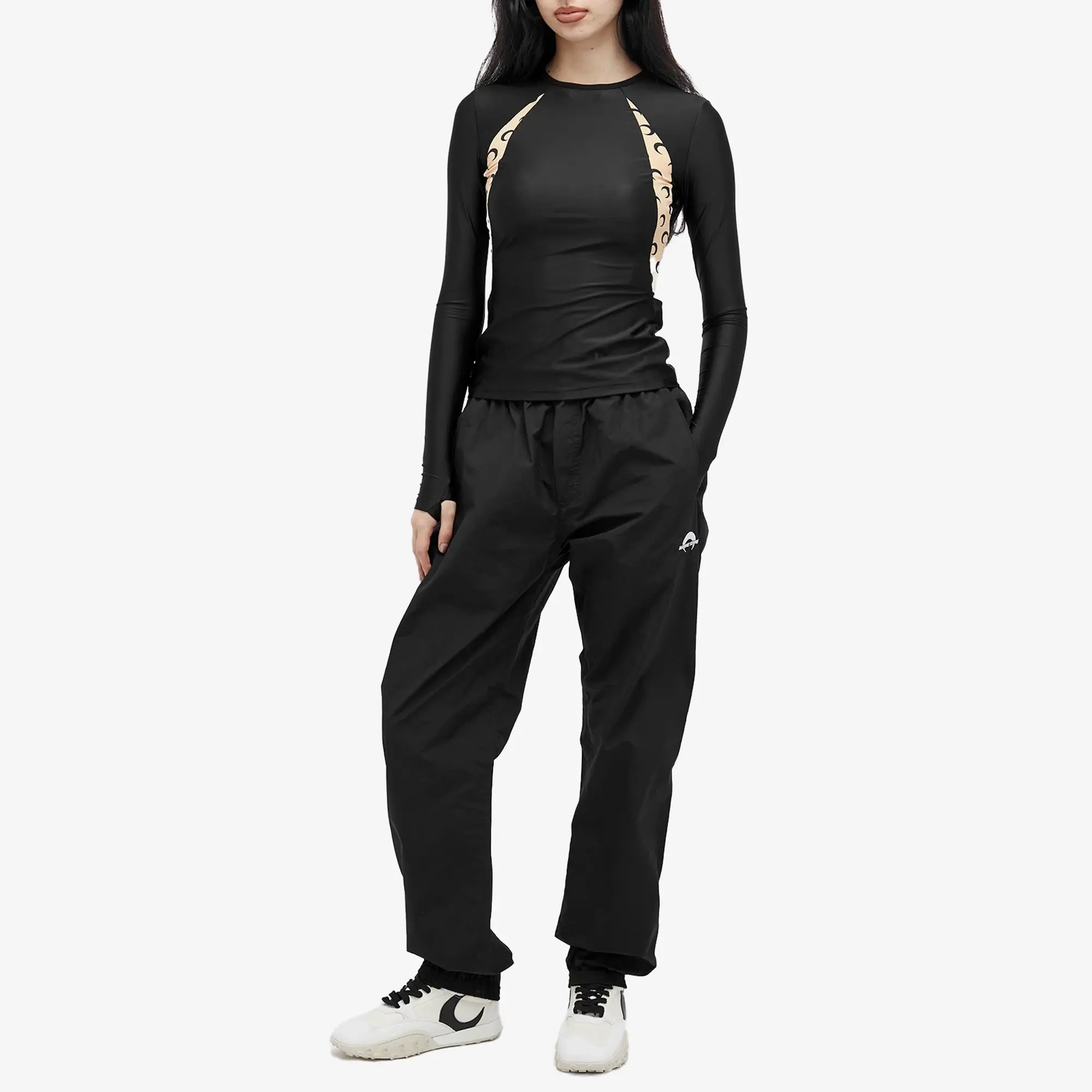 Marine Serre Women's Draped Jersey Tied Back Top Black
