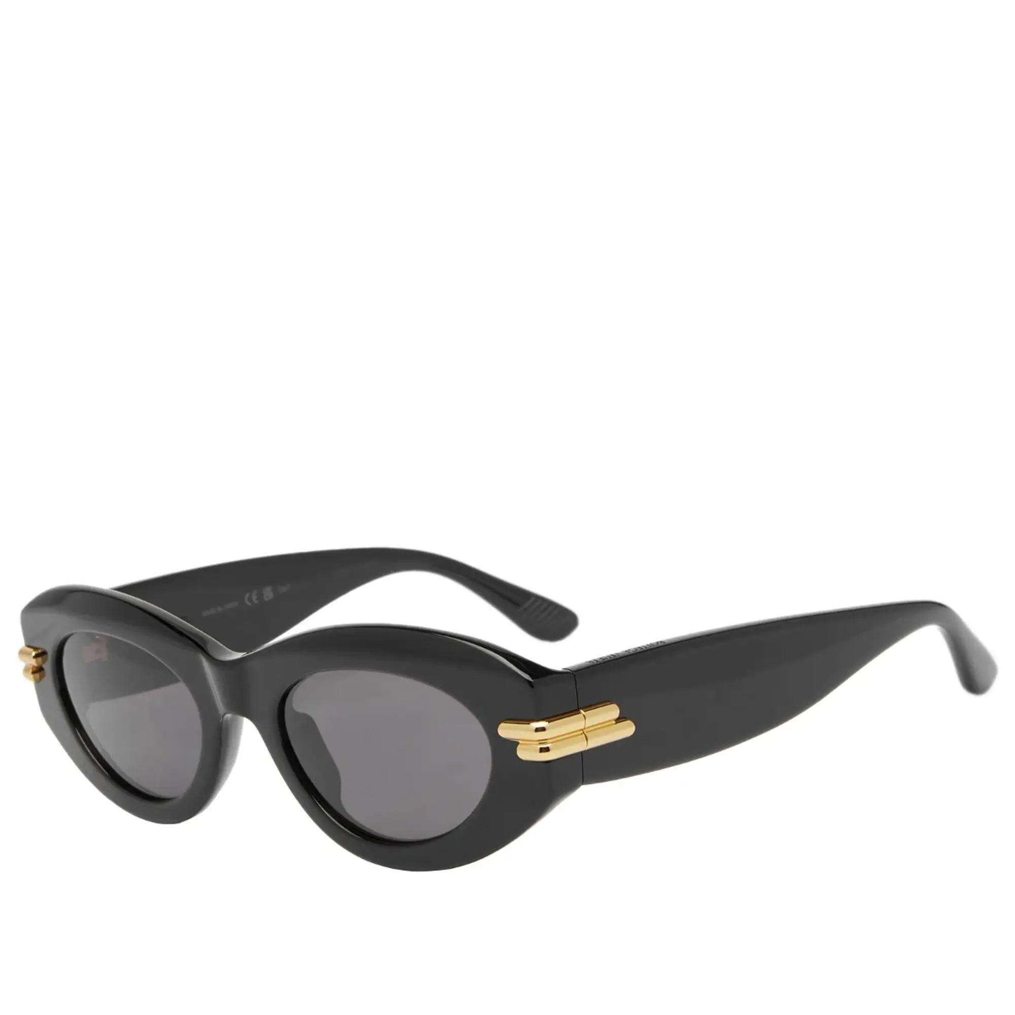 Bottega Veneta Eyewear Bottega Veneta Mitre Oval Sunglasses Black/Grey