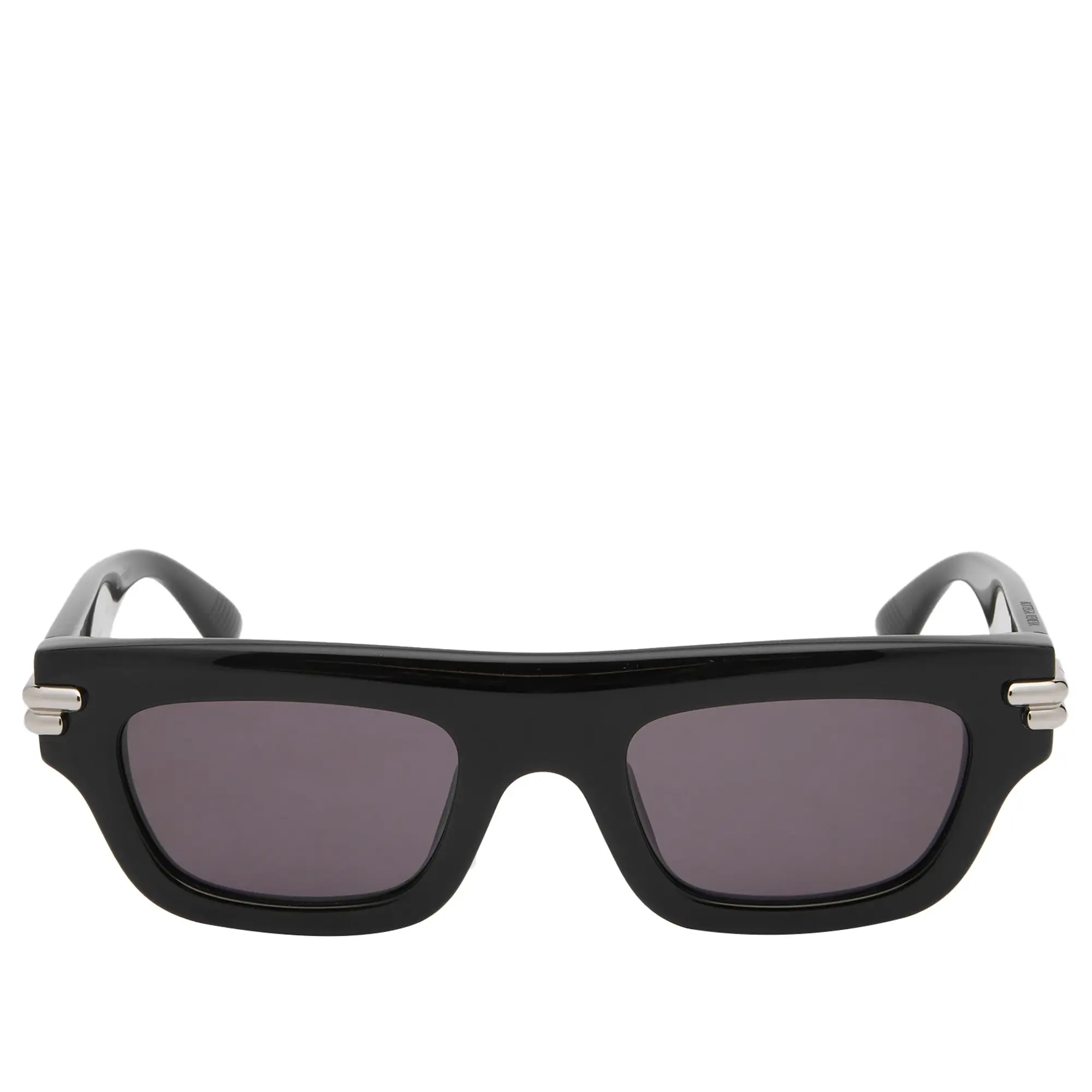 Bottega Veneta Eyewear Bottega Veneta Mitre Oval Sunglasses Black/Grey