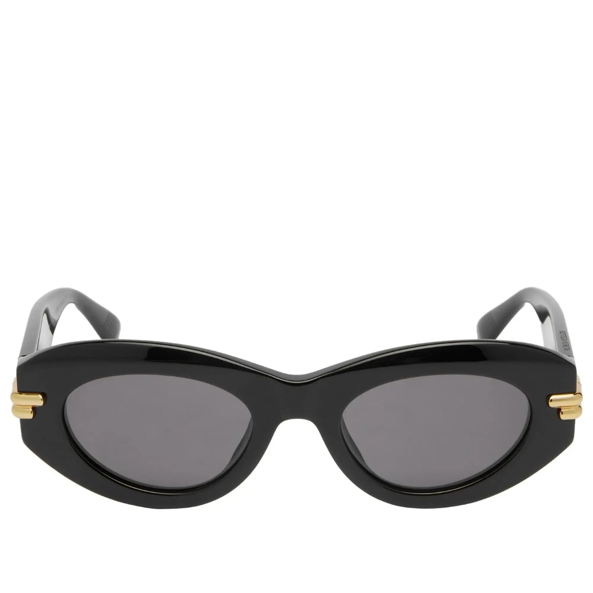 Bottega Veneta Eyewear Bottega Veneta Mitre Oval Sunglasses Black/Grey